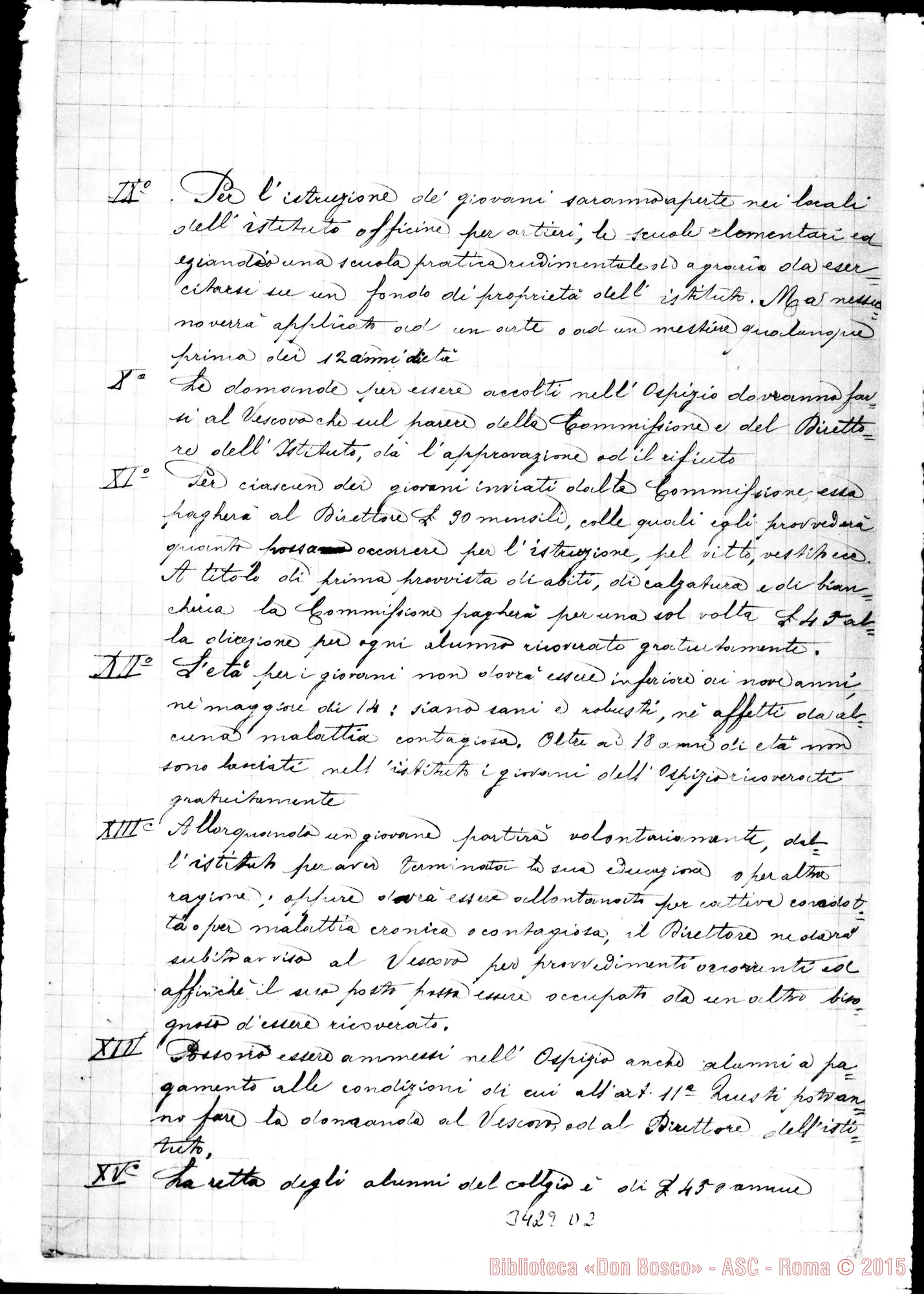 Fotogramma D 2 — Regolamento delPIstituto Leonino: due stesure