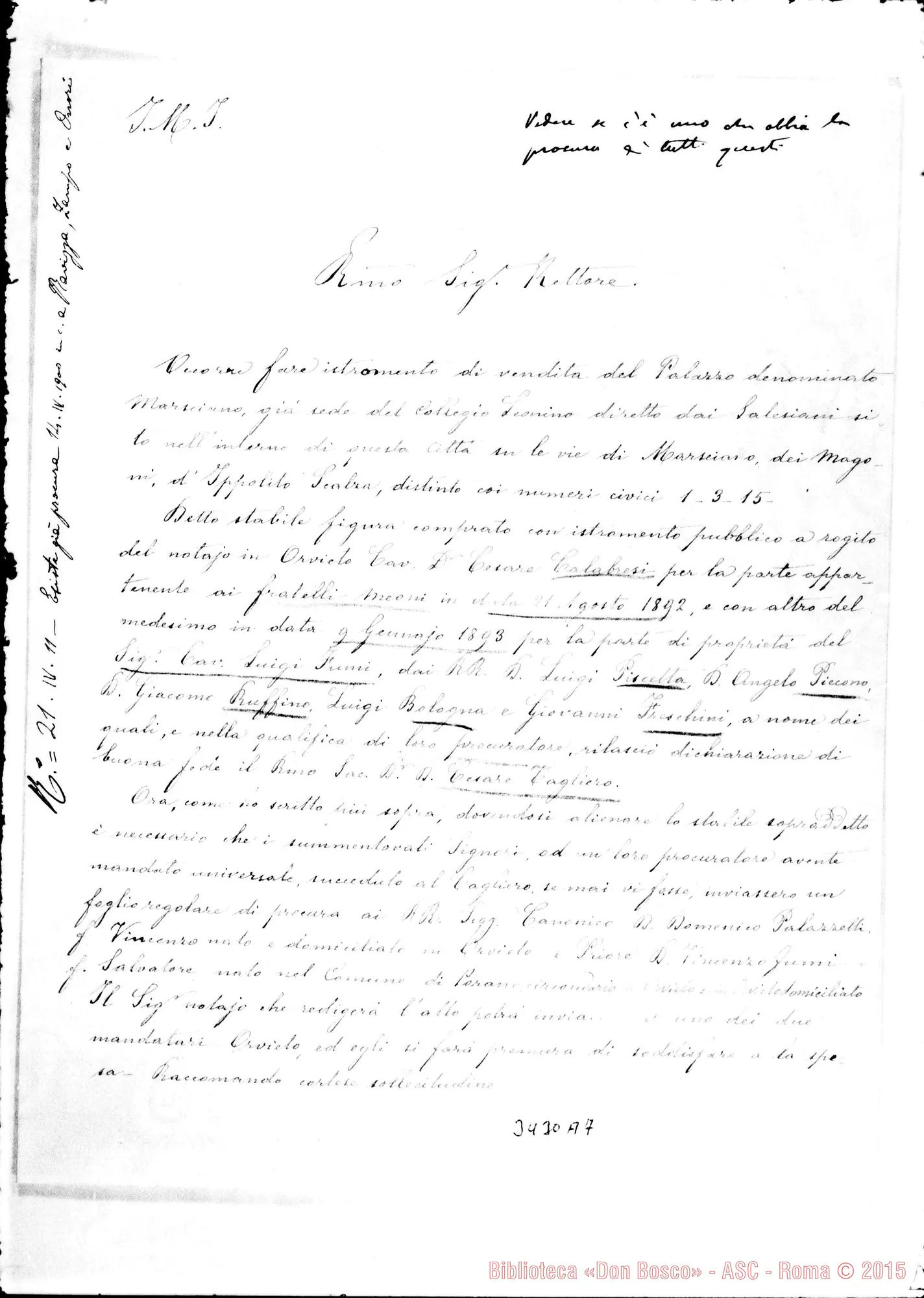 Fotogramma A 7 — Salvatore Fratocchi, vesc.-Don Rua. Orvieto, 17-04-1911 Autogr. Rinaldi