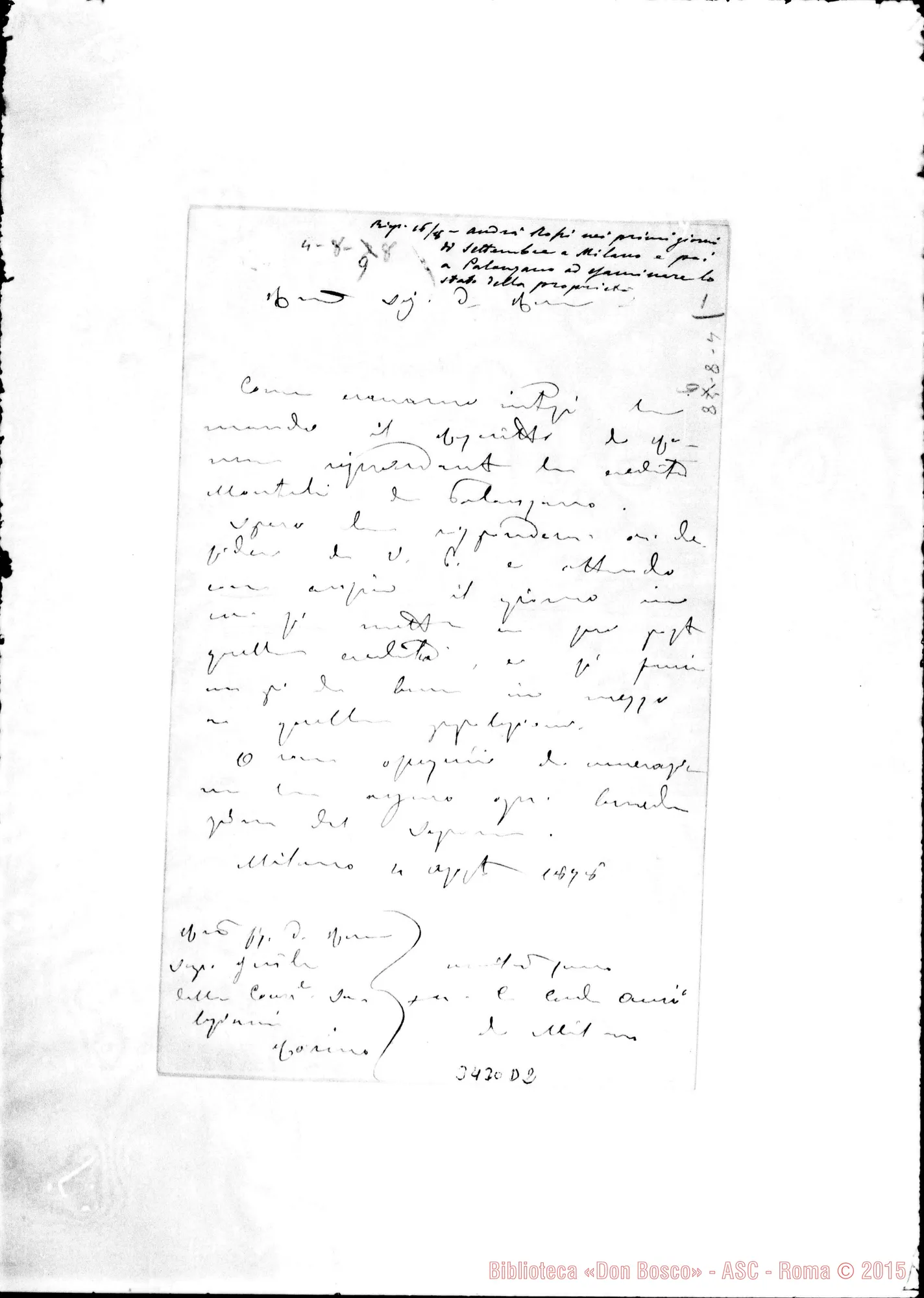 Fotogramma D 2 — Card. Arciv. di Milano Andrea Ferrari-Don Rua, il 4-08-1898