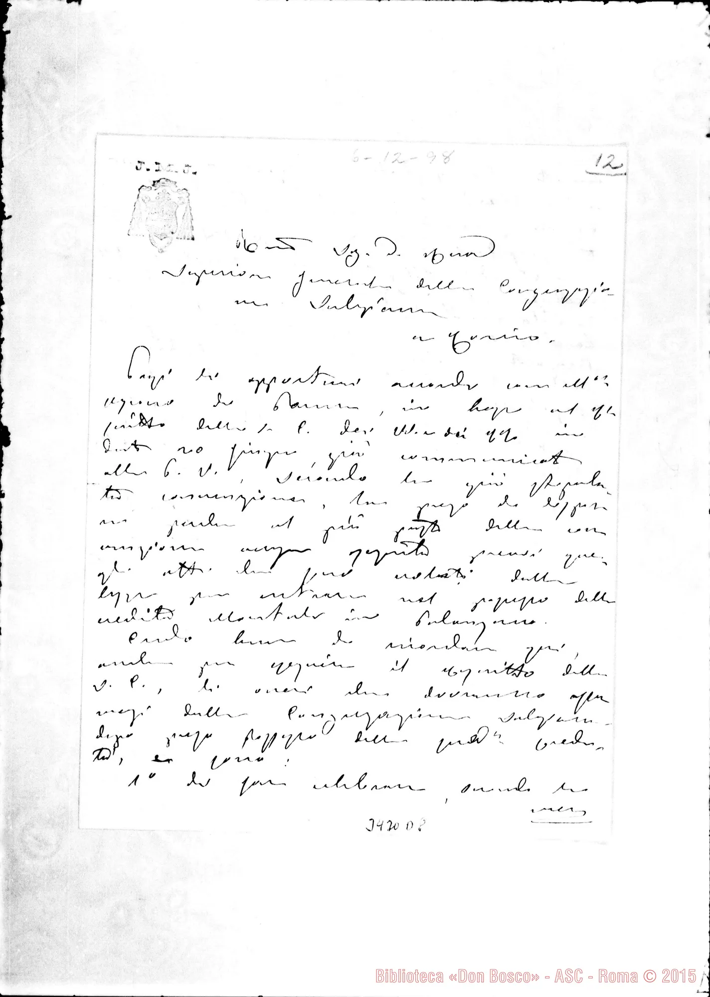 Fotogramma D 8 — Card. Arciv. Andrea Ferrari-Don Rua. Milano, 6-12-1898