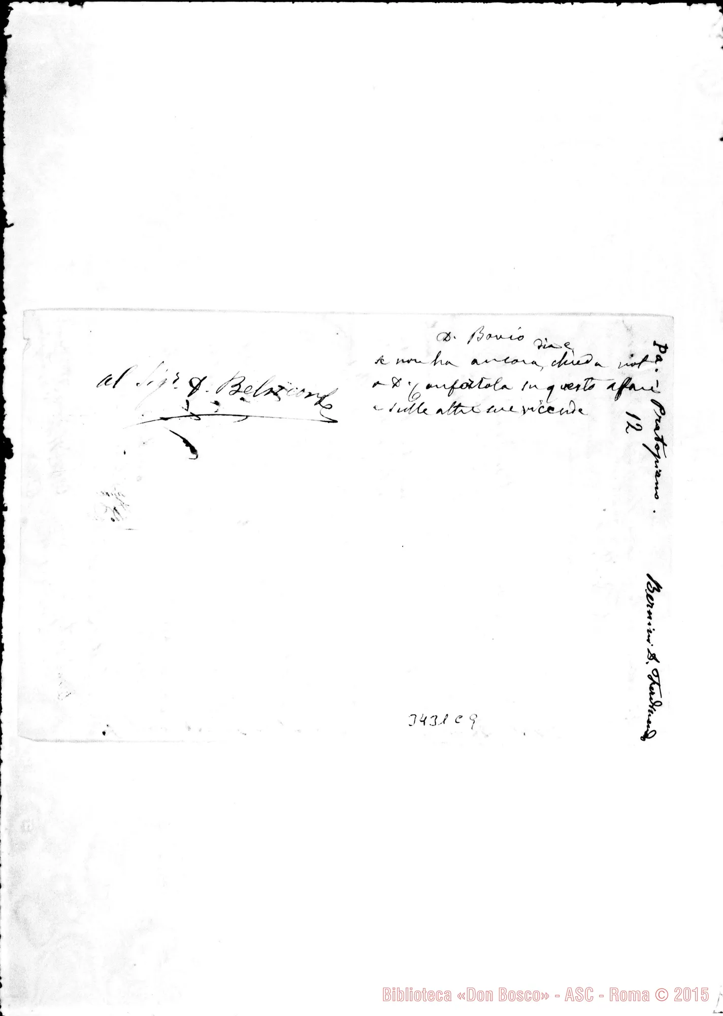 Fotogramma C 9 — Don Ferdinando Bernini-Don Belmonte. Pratopiano, 18-07-1900 Autogr. Rua