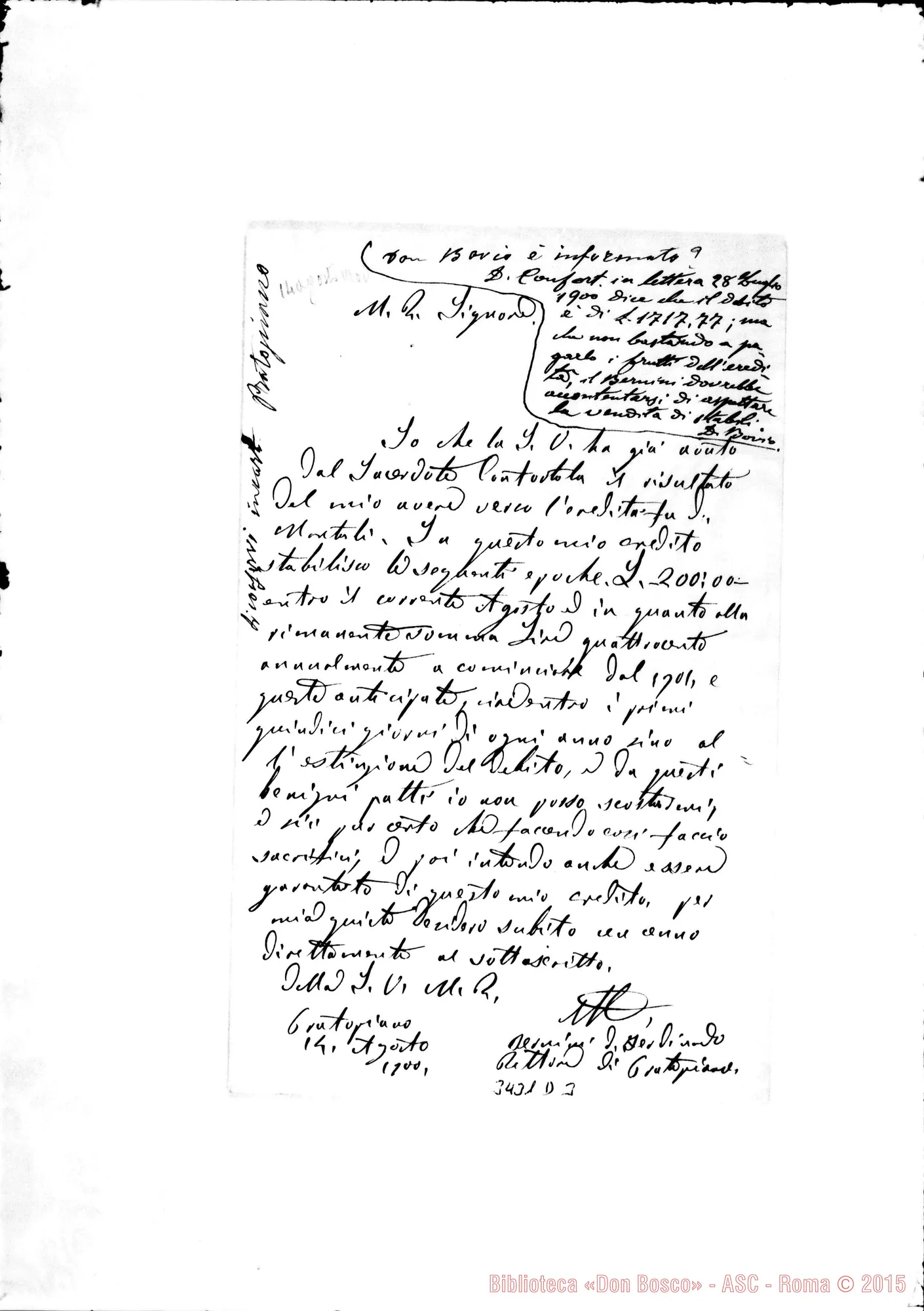 Fotogramma D 3 — Don Ferdinando Bernini-Rev.do Sig. Pratopiano, 14-08-1900