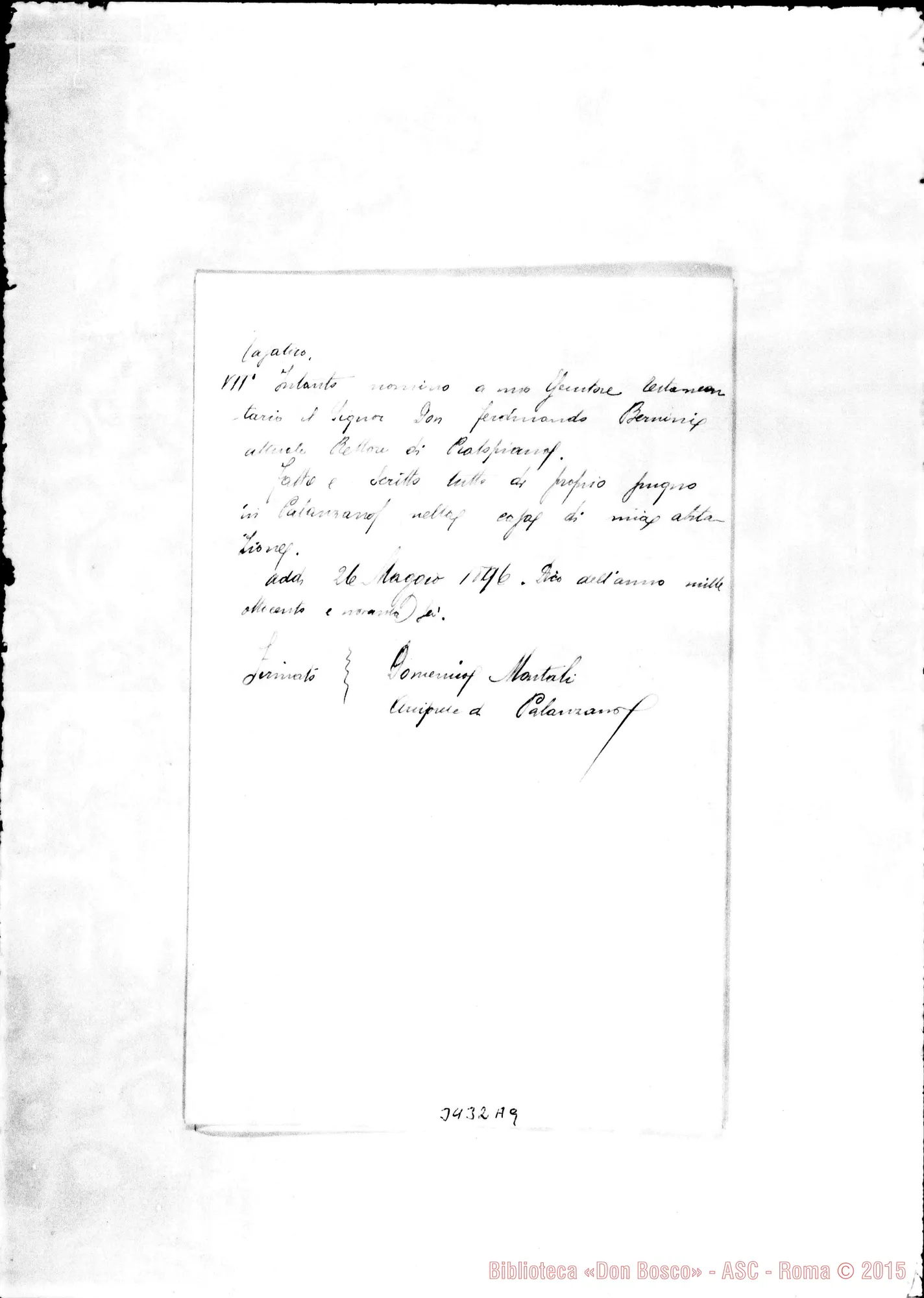 Fotogramma A 9 — Arciv. Andrea Ferrari-Don Rua. All. testamento del Montali
