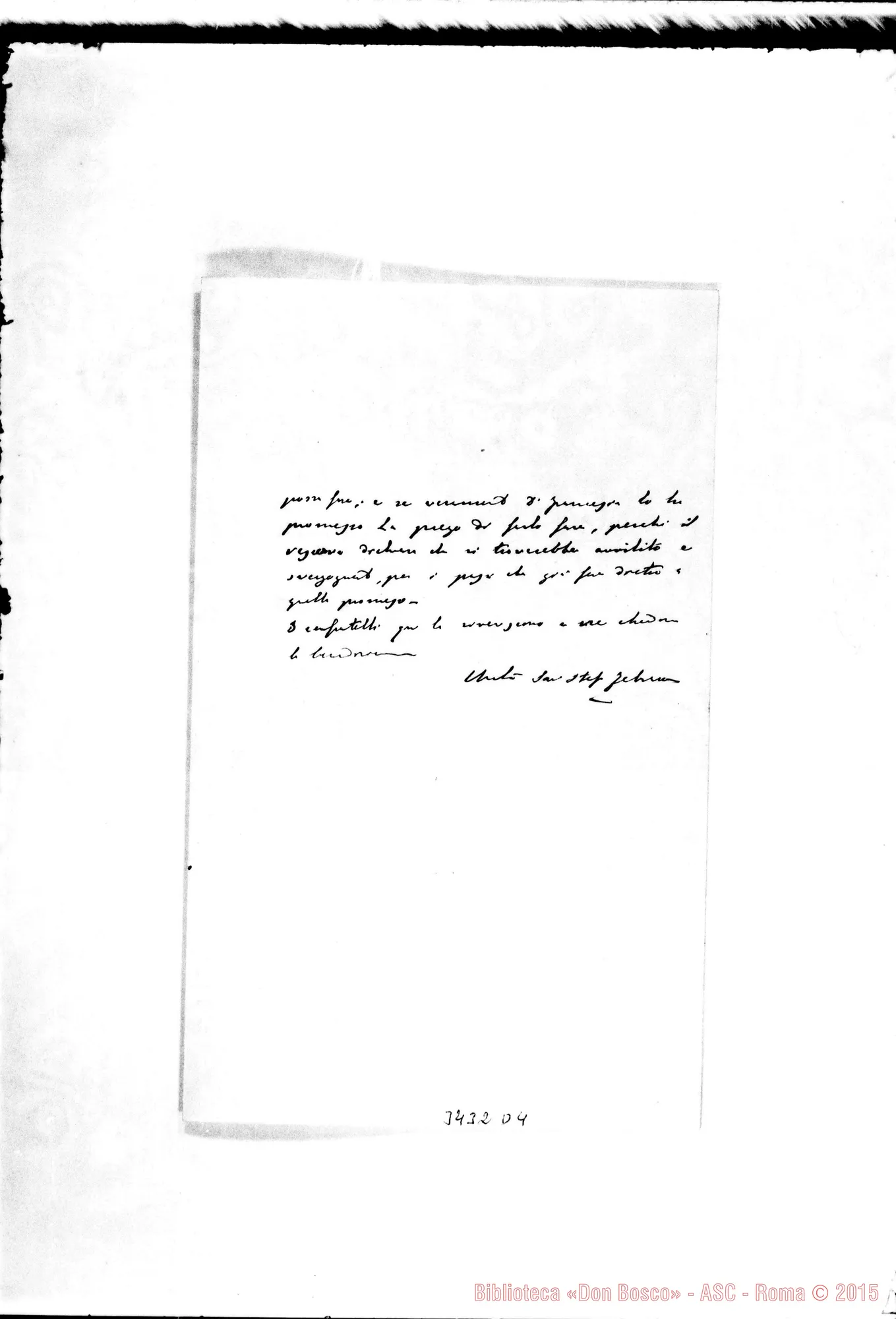 Fotogramma D 4 — Don Stefano Febraro-Don Rua. Firenze, 10-05-1891 Autogr. Rua