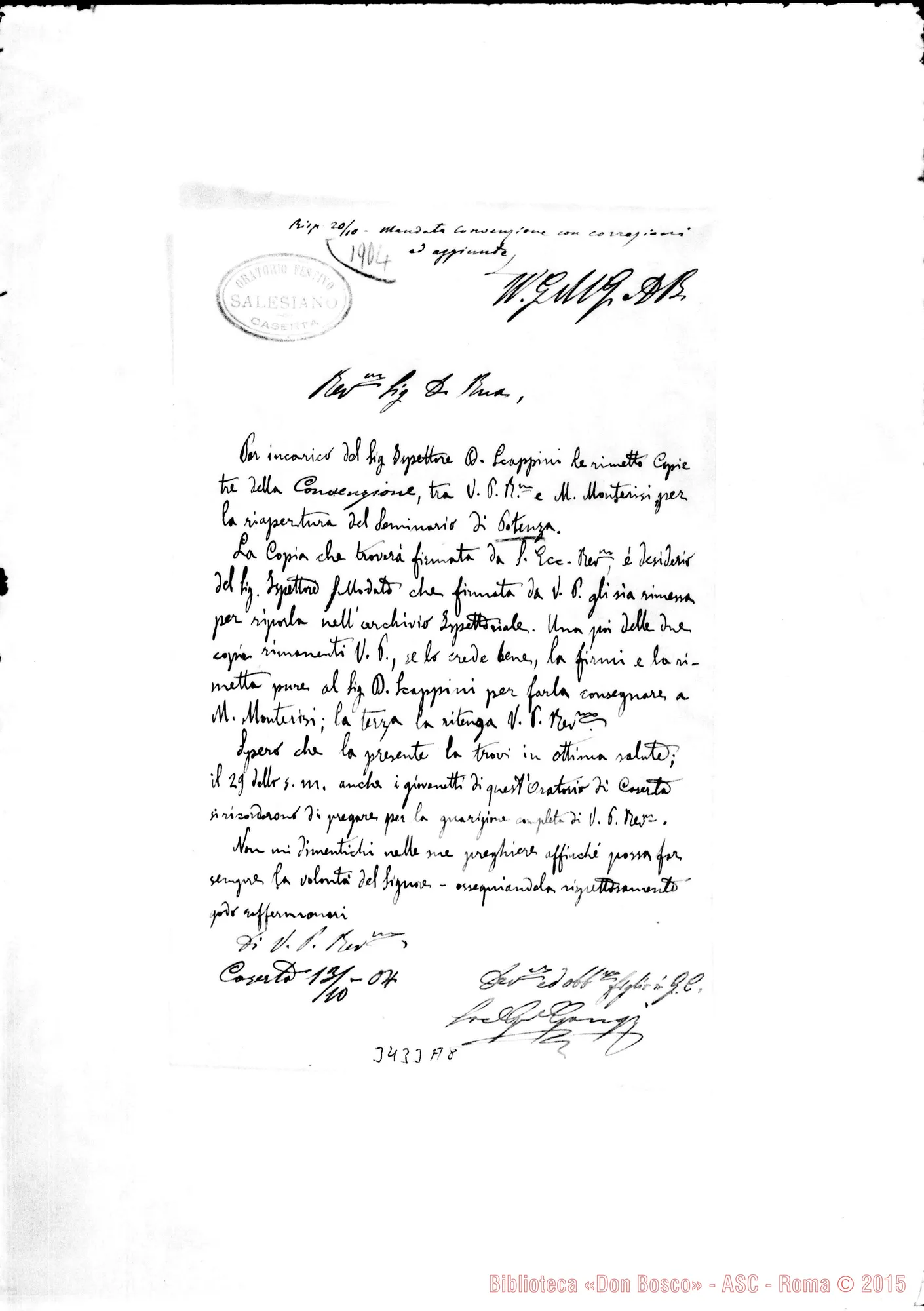 Fotogramma A 8 — Can. Gangi-Don Rua. Caserta, 13-10-1904