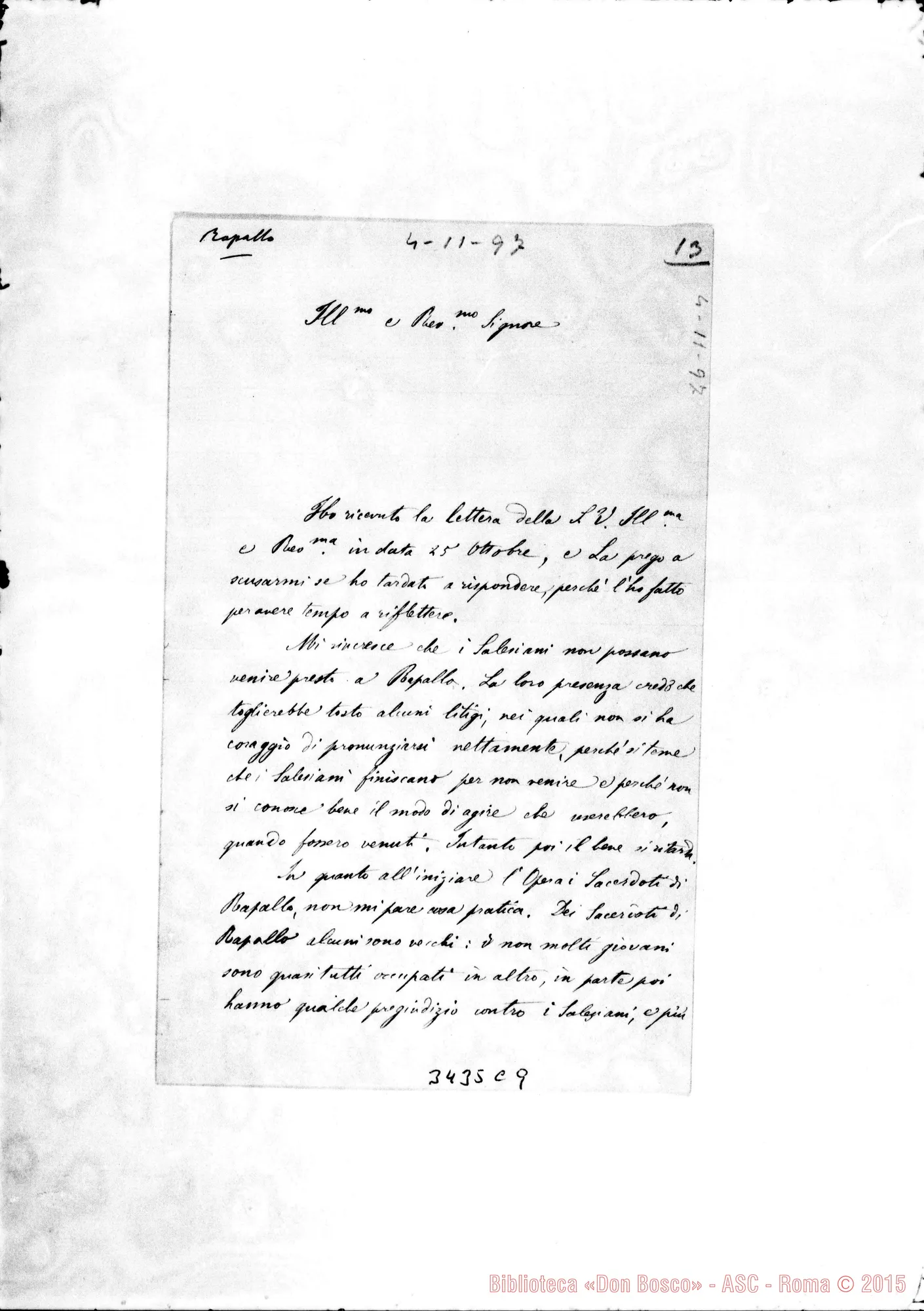 Fotogramma C 9 — Can. Lorenzo Sacco-Rev.do Sig. Rapallo, 4-11-1897