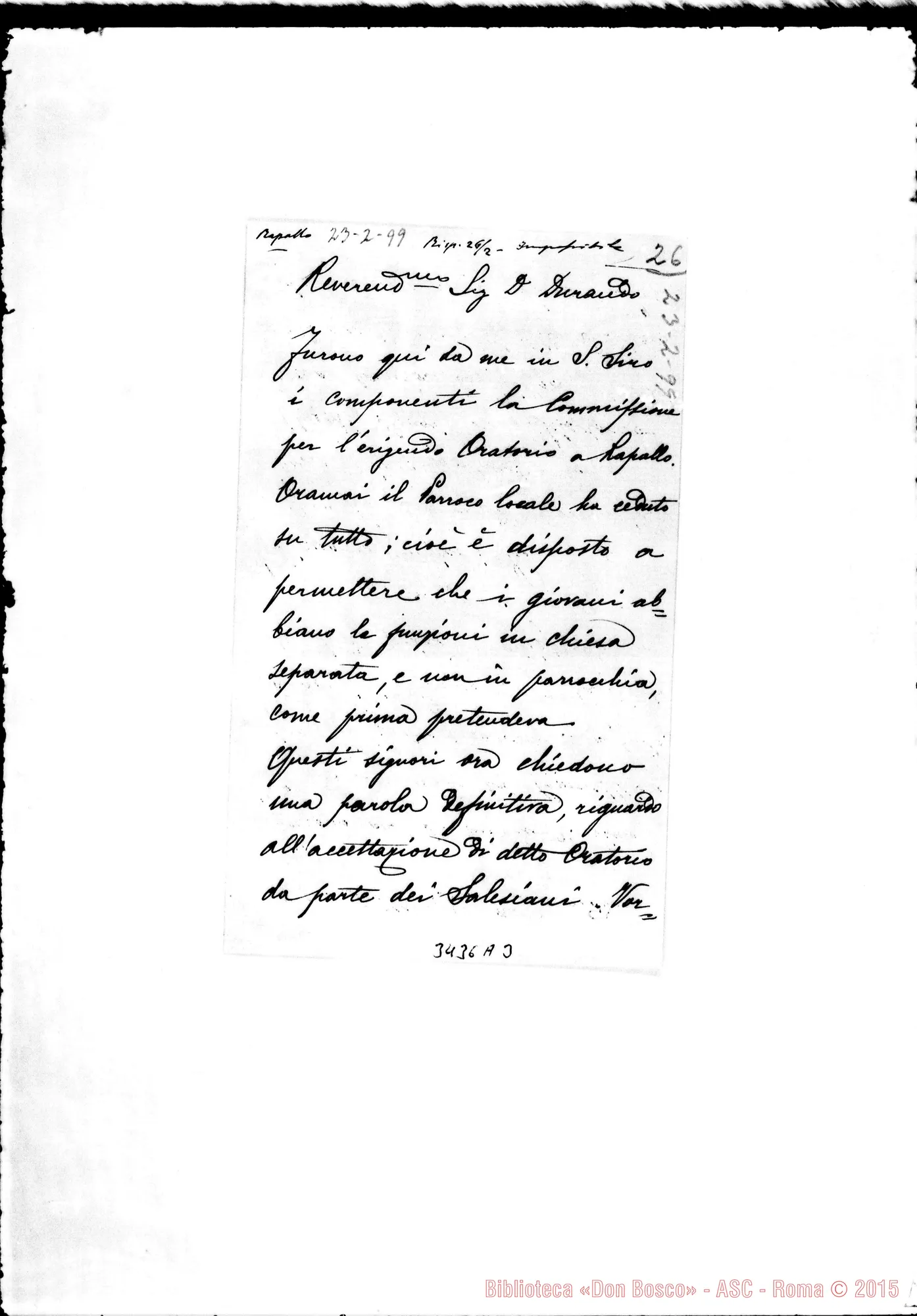 Fotogramma A 3 — Don Tommaso Pentore-Don Durando. Genova, 23-02-1899