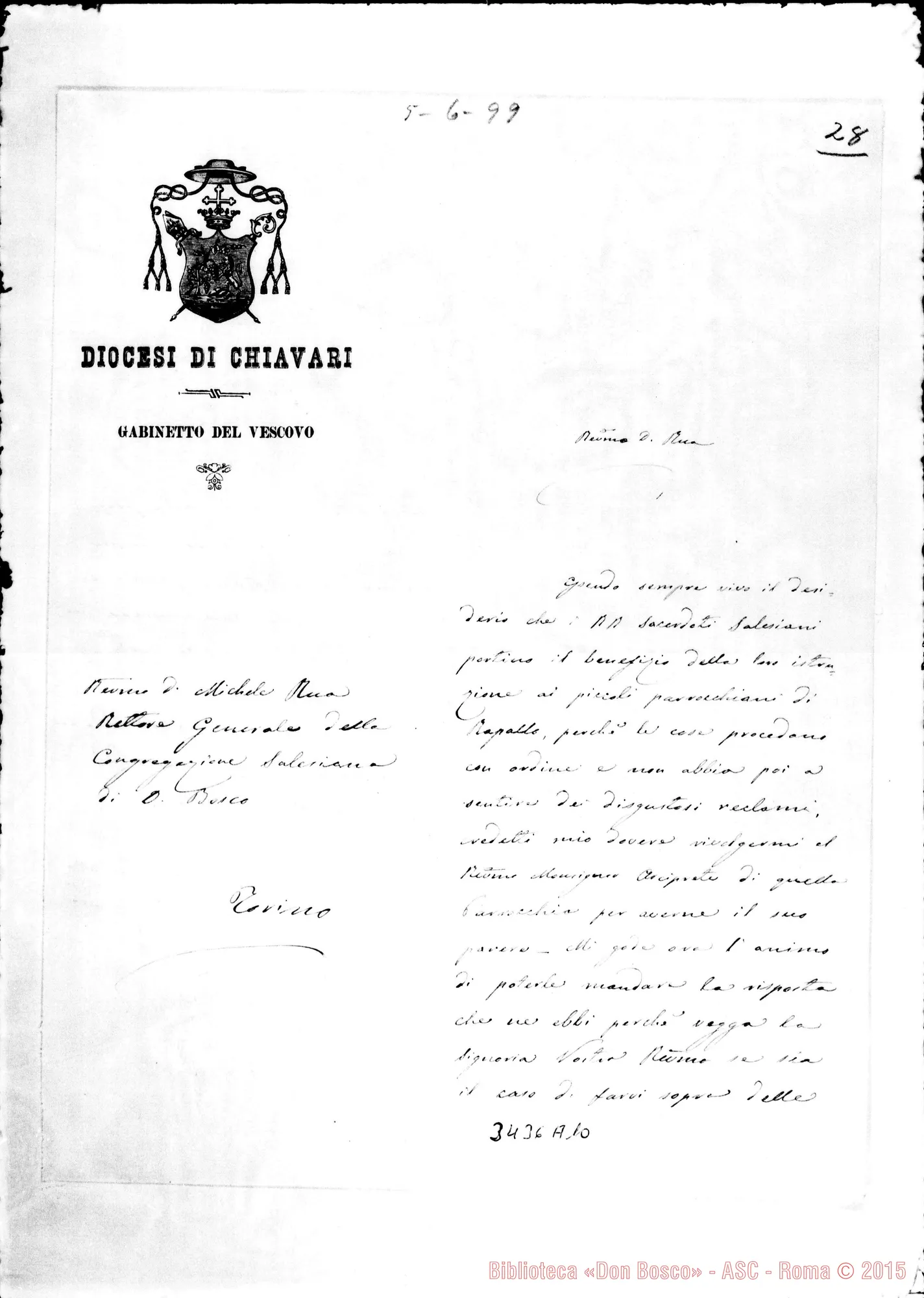 Fotogramma A 10 — Fortunato Vinelli, vesc.-Don Rua. Chiavari, 5-06-1899