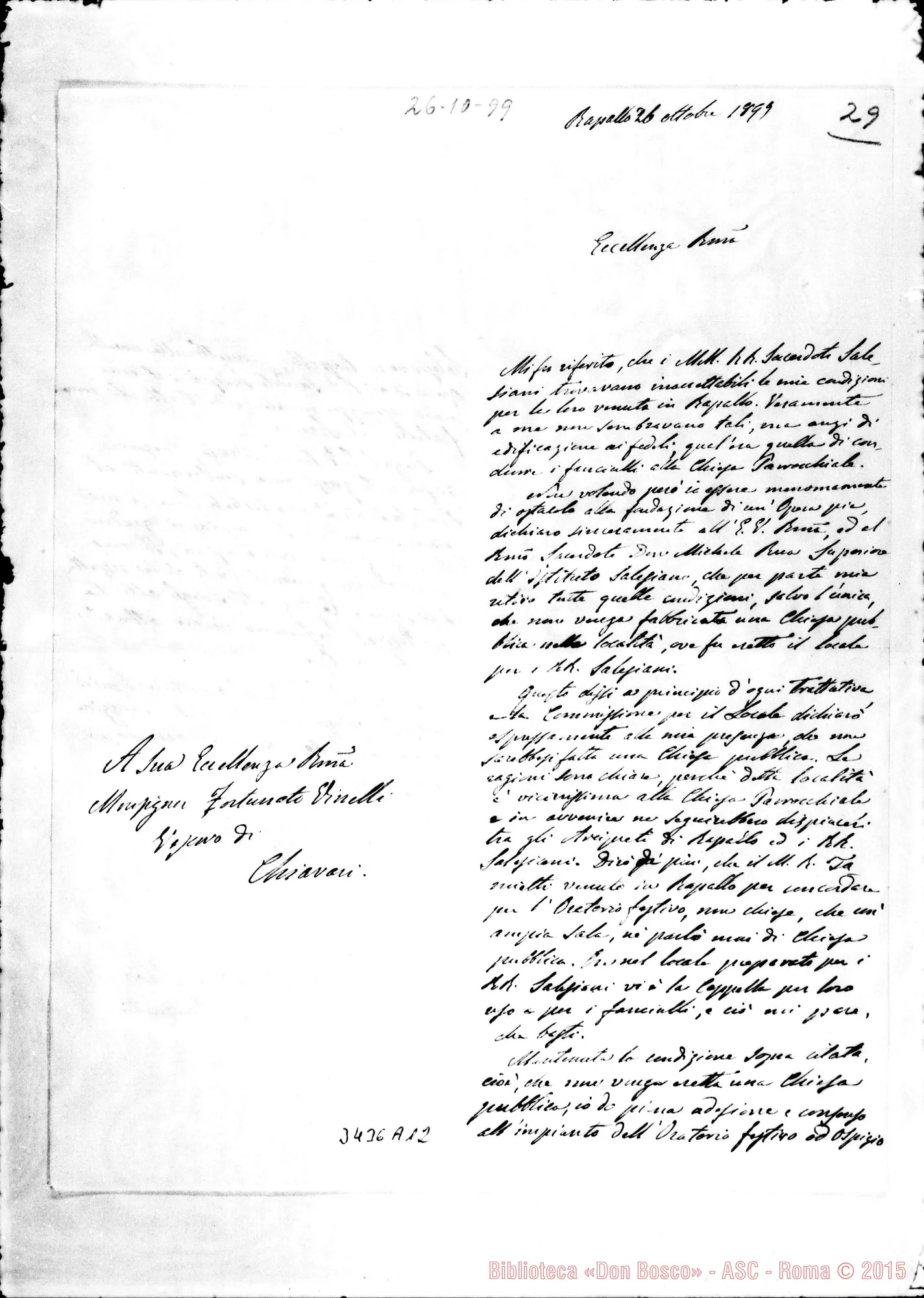 Fotogramma A 12 — Don Giovanni Gianelli, arcip.-Mons. Fortunato Vinelli. Rapallo, ott. 99