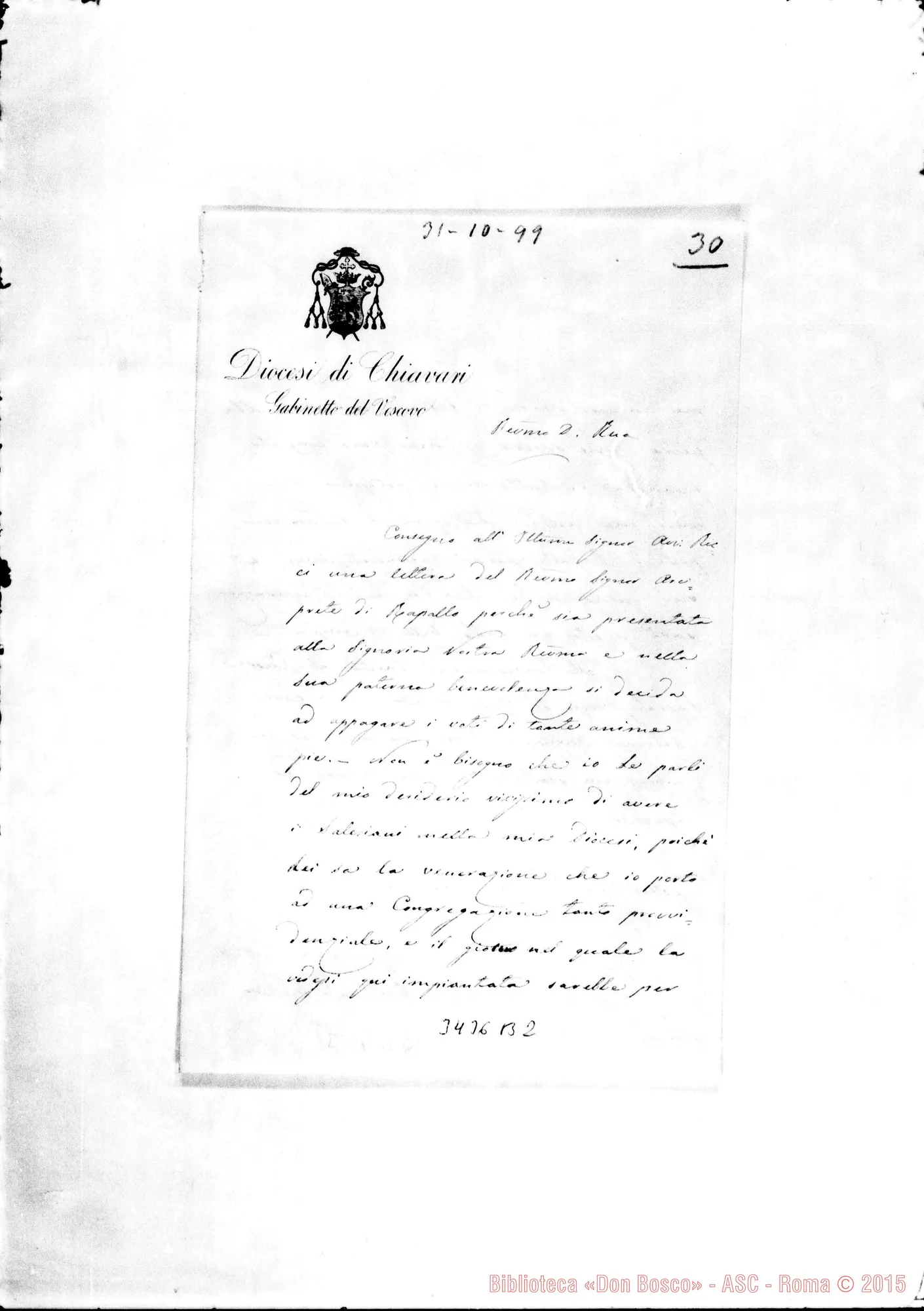 Fotogramma B 2 — Fortunato Vinelli, vesc.-Don Rua. Chiavari, 31-10-1899
