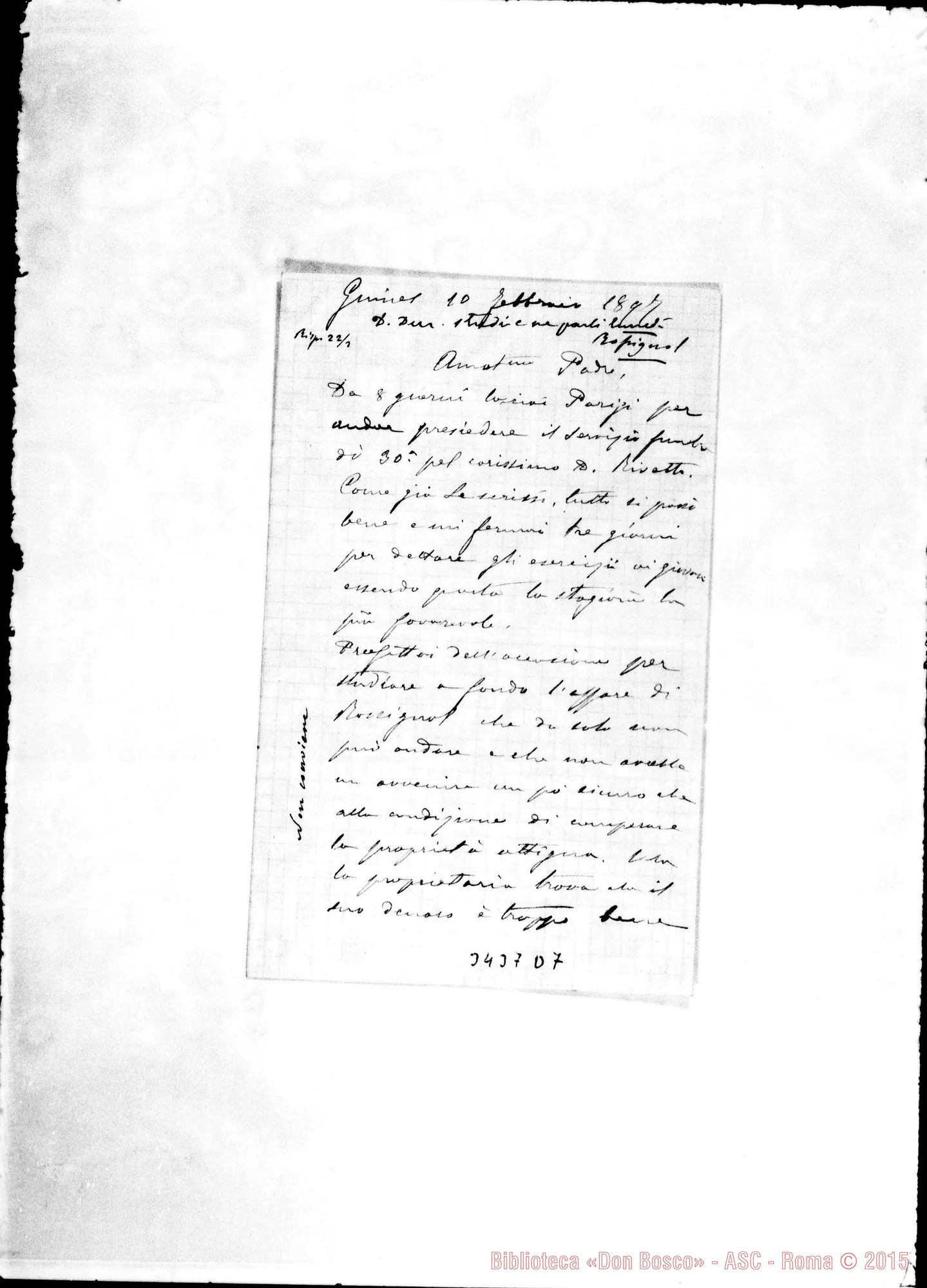 Fotogramma D 7 — Don Giov. Batt. Rivetti-Don Rua. Rossignol, 9-10-1894 Autogr. Rua