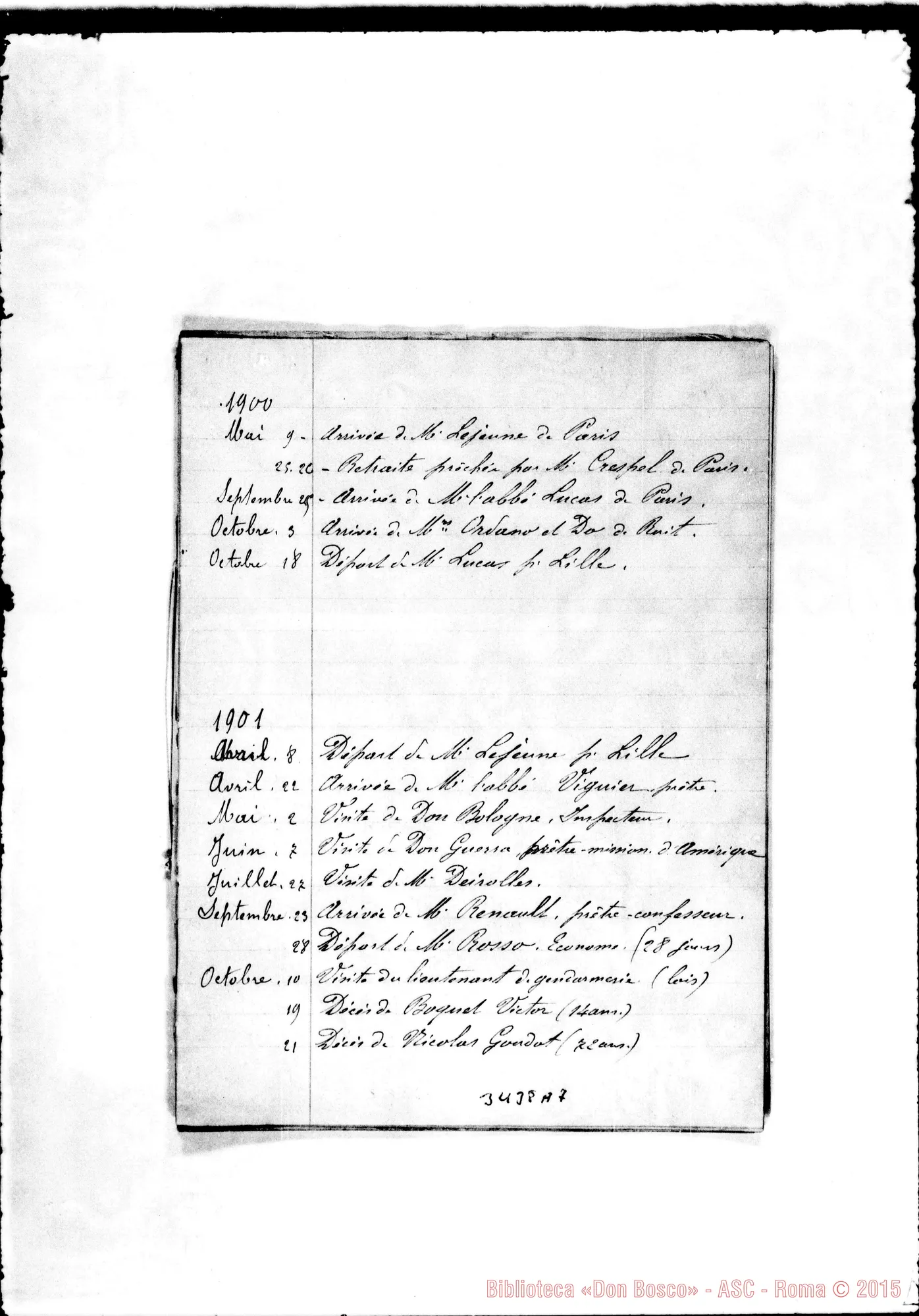 Fotogramma A 7 — «Historique de THorphelinat du Rossignol». Ms.