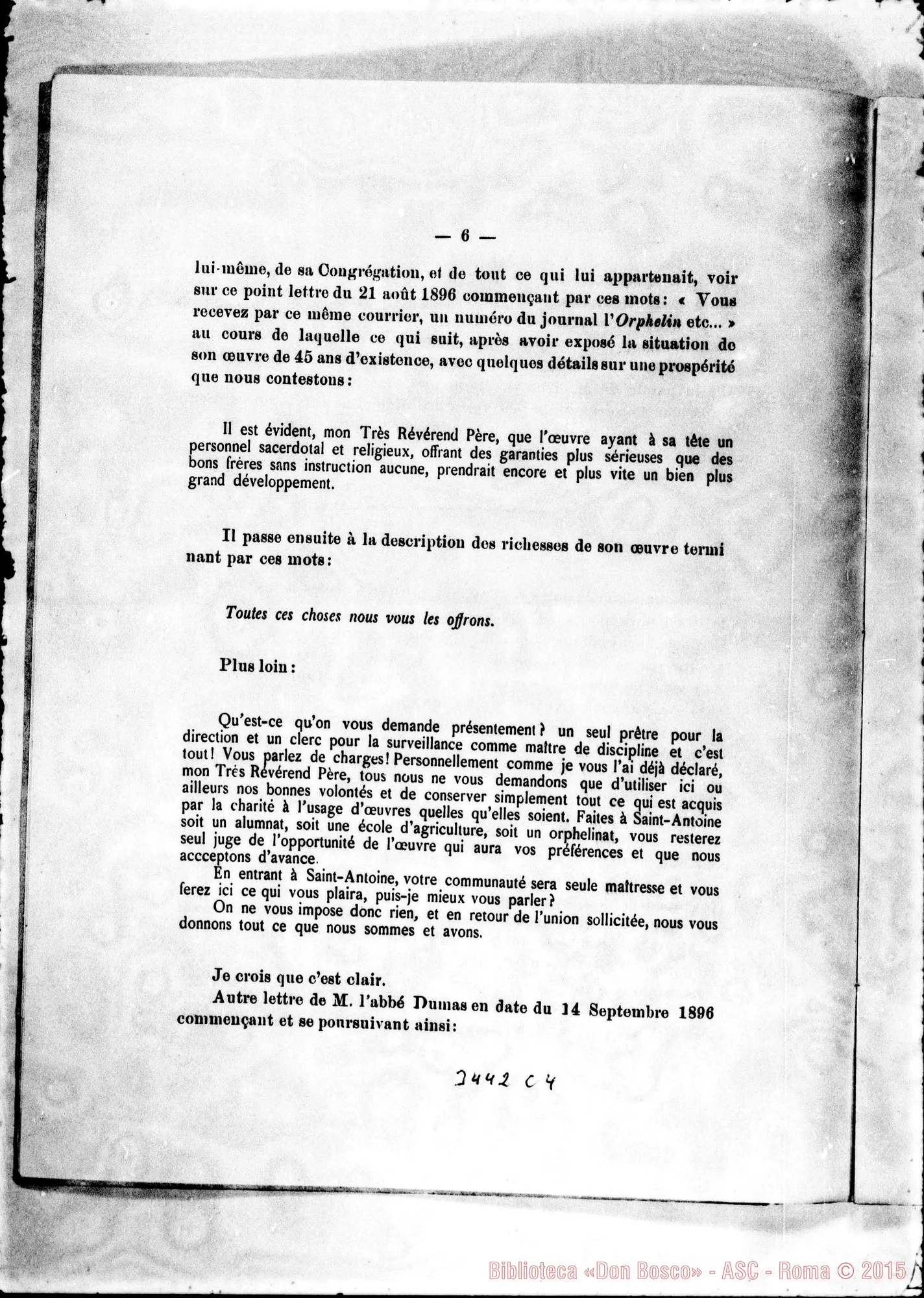 Fotogramma C 4 — Mémoire Orphelinat Agricole de Saint Antoine. Stampato, 1901
