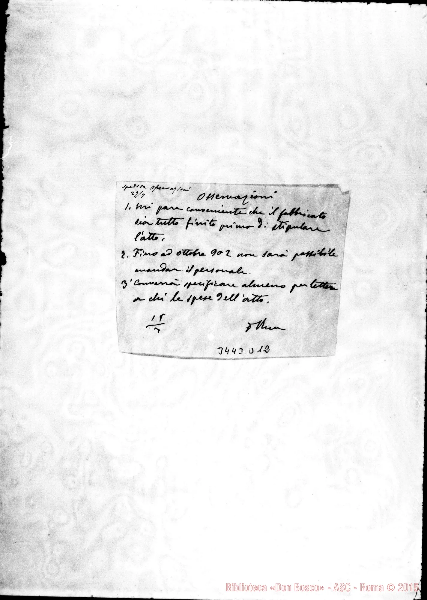 Fotogramma D 12 — Osservazioni: ms. autogr. Rua
