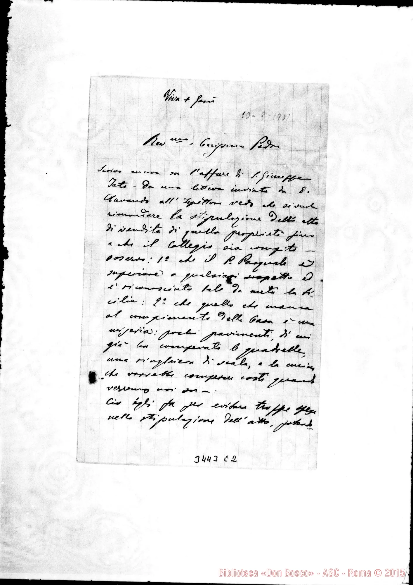 Fotogramma E 2 — Don Piccollo-Don Rua. S. Gregorio, 10-08-1901