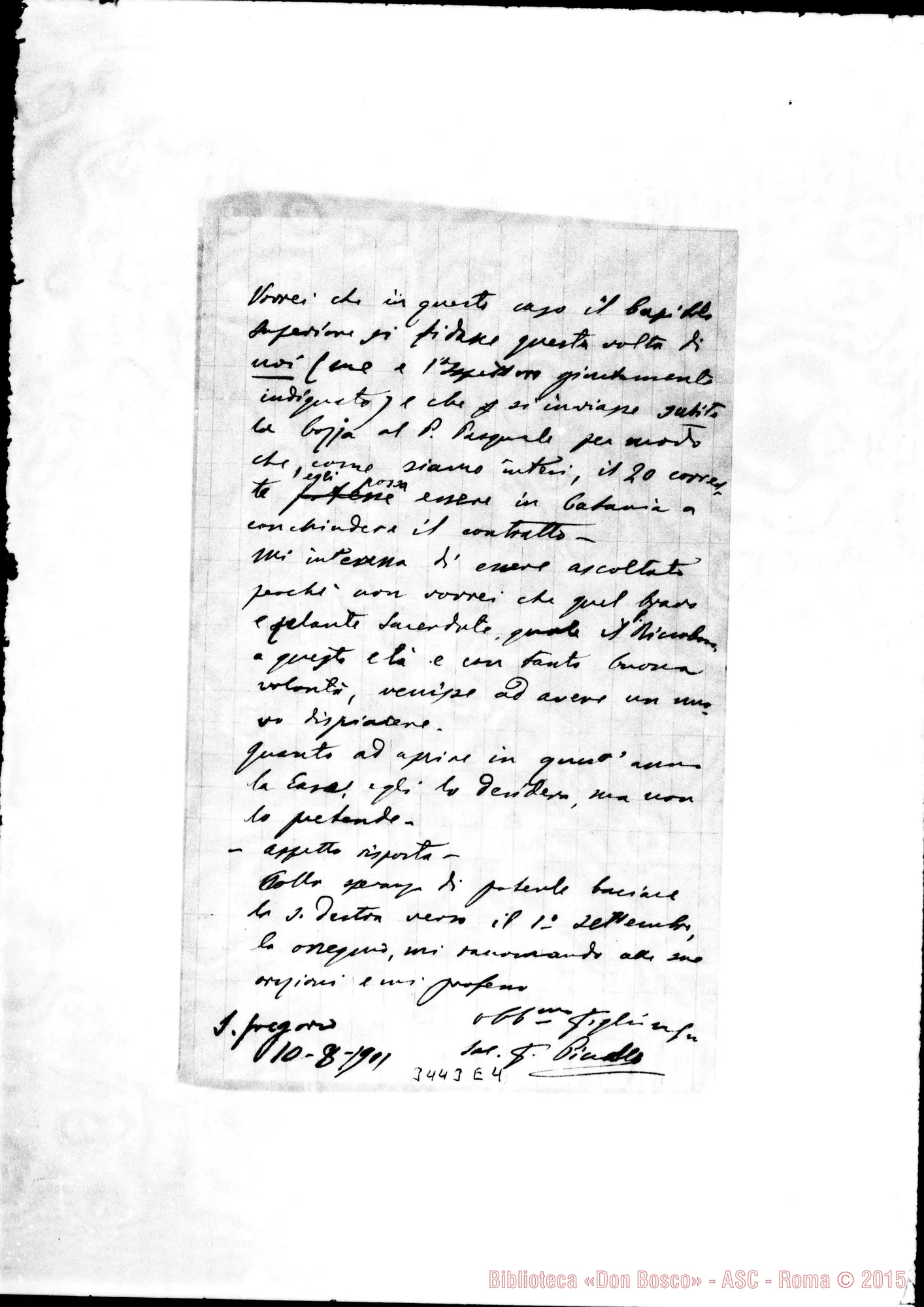 Fotogramma E 4 — Don Piccollo-Don Rua. S. Gregorio, 10-08-1901