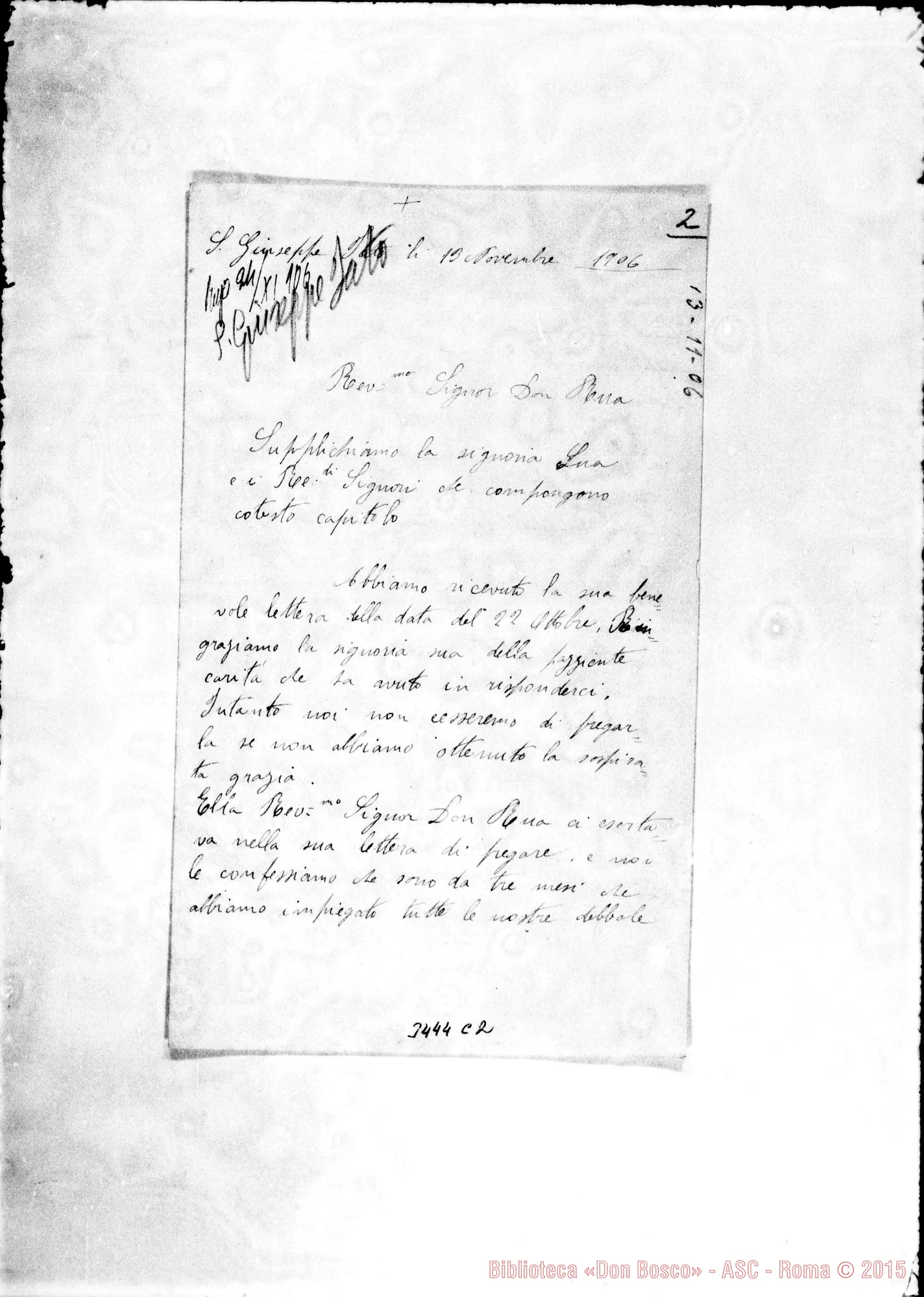 Fotogramma C 2 — Commissione-Don Rua. S. Giuseppe Jato, 13-11-1906