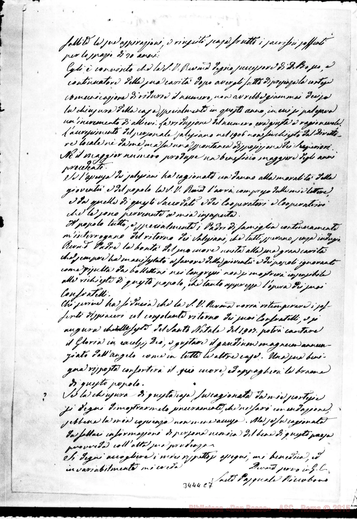 Fotogramma C 7 — Don Pasquale Riccobono-Don Rua, il 28-12-1906 Autogr. Rua