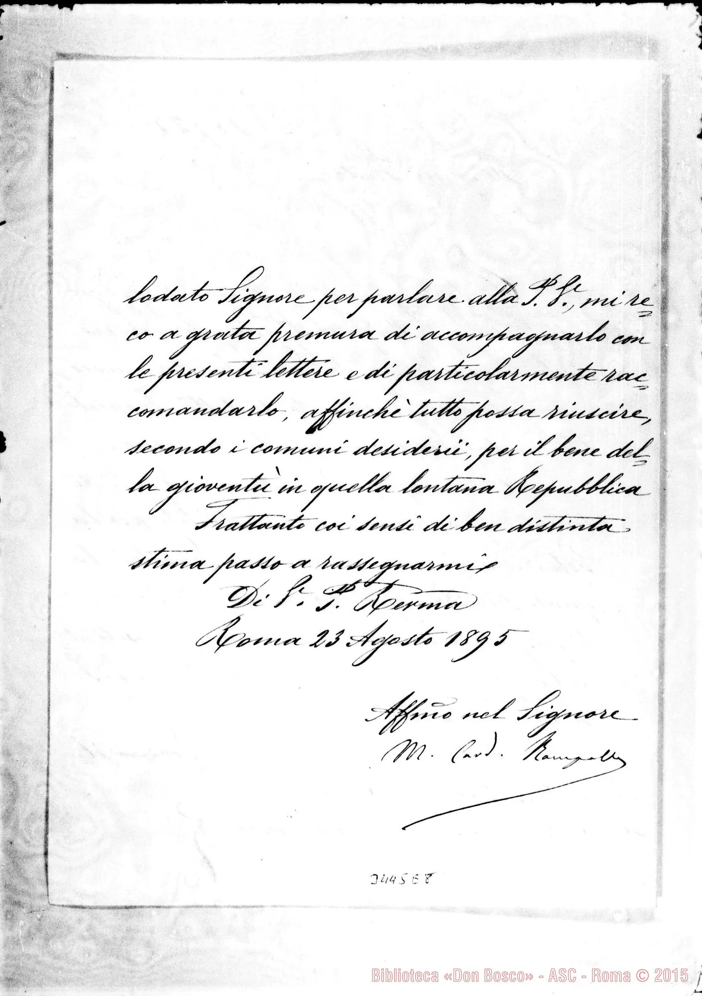 Fotogramma E 8 — Card. Rampolla-Don Rua. Roma, 23-08-1895