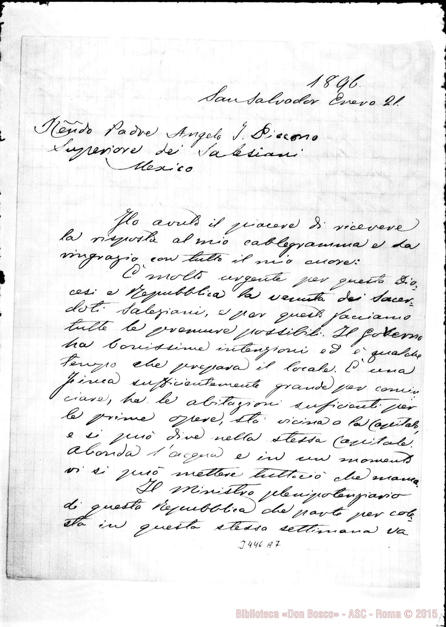 Fotogramma A 7 — Don Michele Vecchiotti-Don Piccono. San Salvador, 21-01-1896