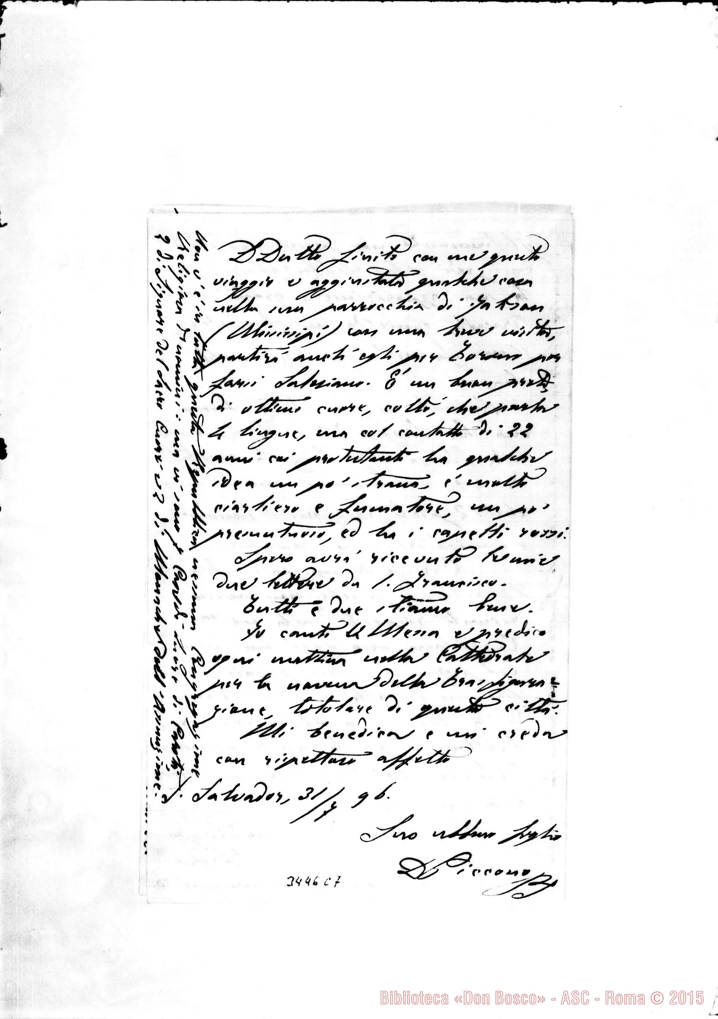 Fotogramma C 7 — Don Piccono-Amatissimo Padre. S. Salvador, 31-07-1896