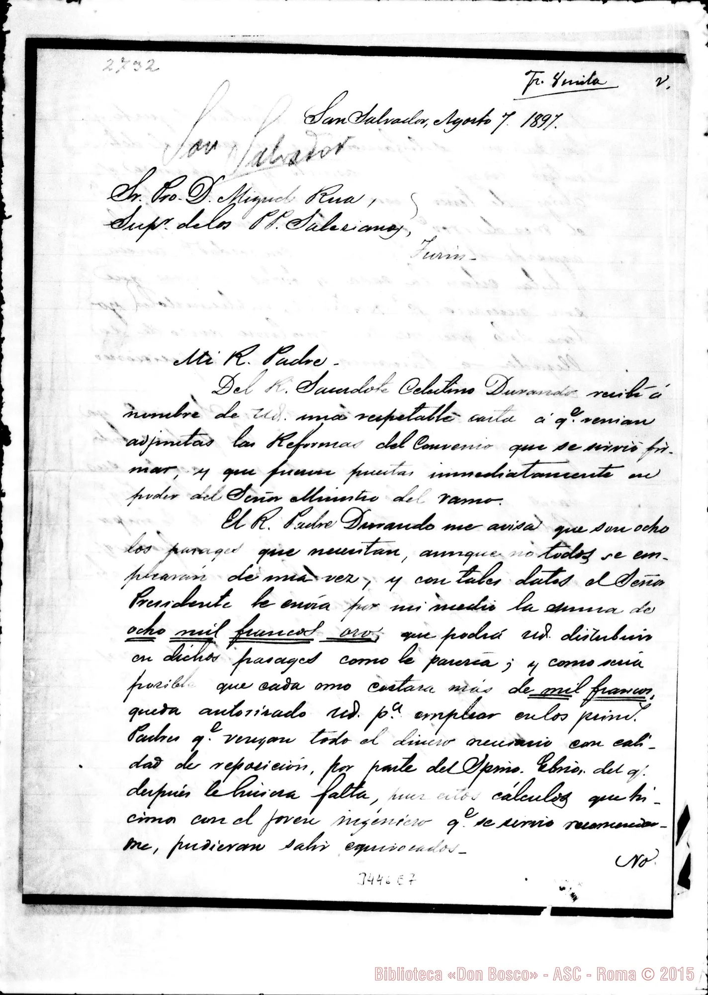 Fotogramma E 7 — Antonio Adolfo Pérez, vesc.-Don Rua. S. Salvador, 7-08-1897