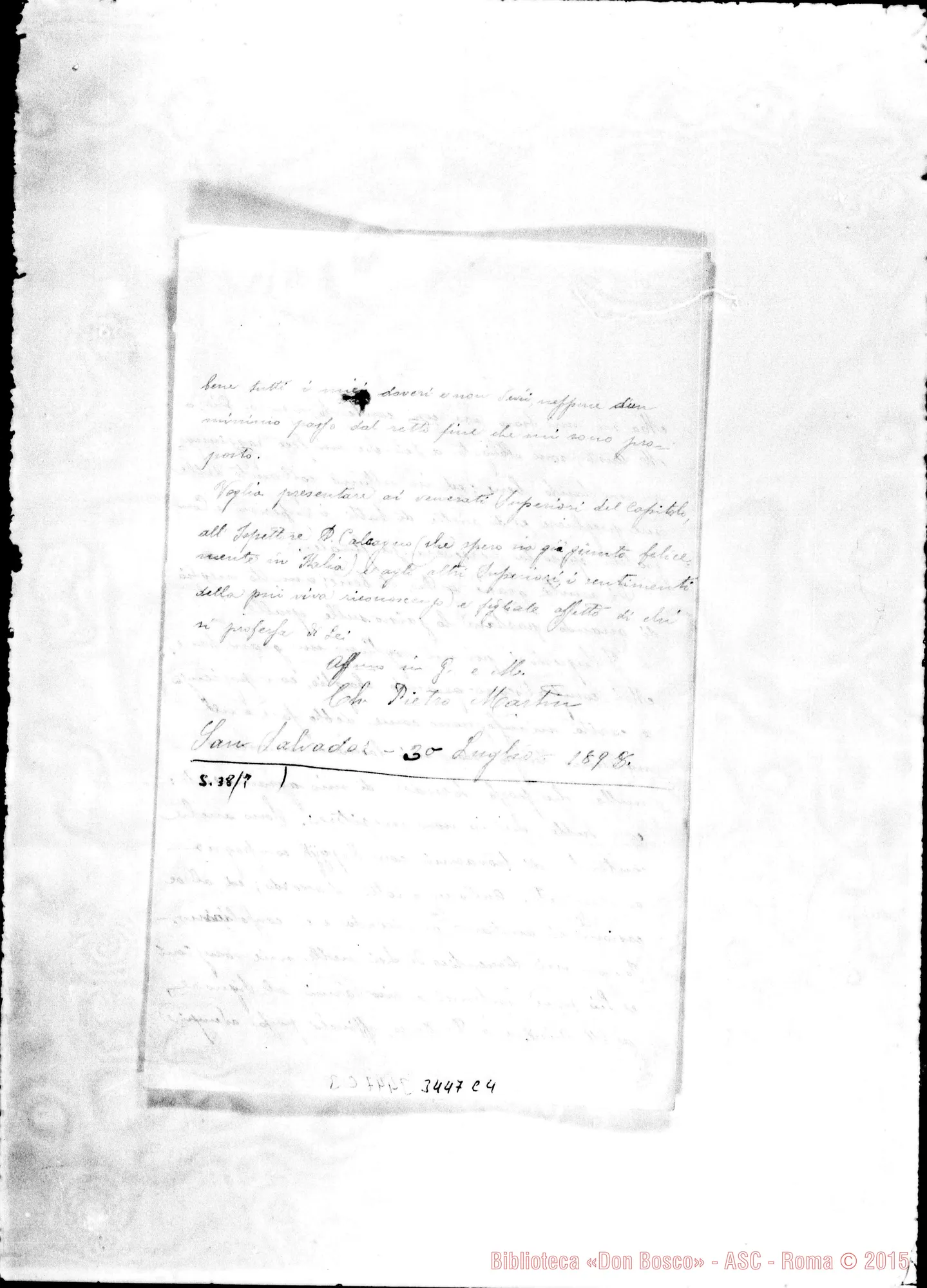 Fotogramma C 4 — Ch. Pietro Martin-Don Barberis. S. Salvador, 30-07-1898