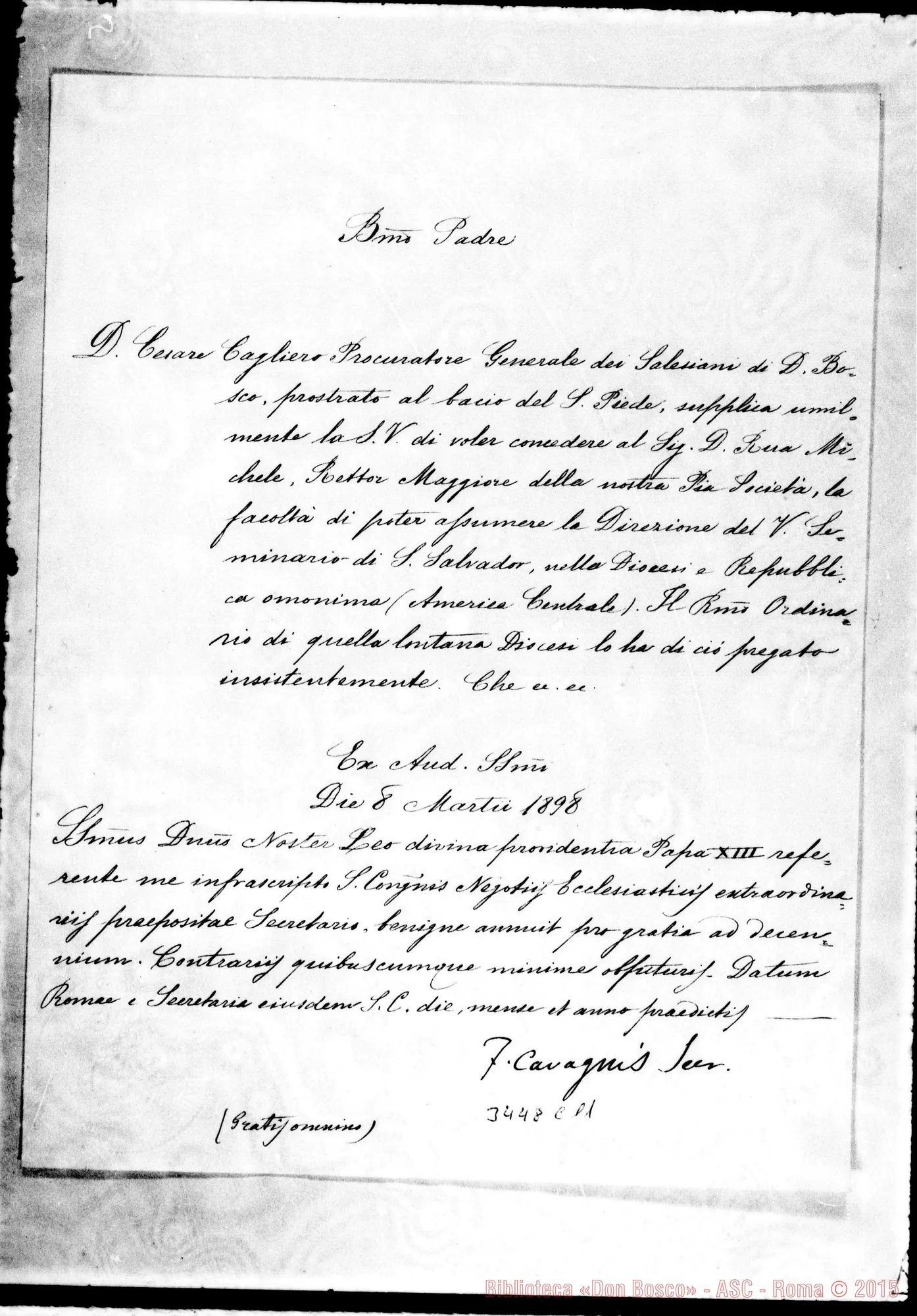 Fotogramma C 11 — Cesare Cagliero-Beatissimo Padre. Marzo 1898
