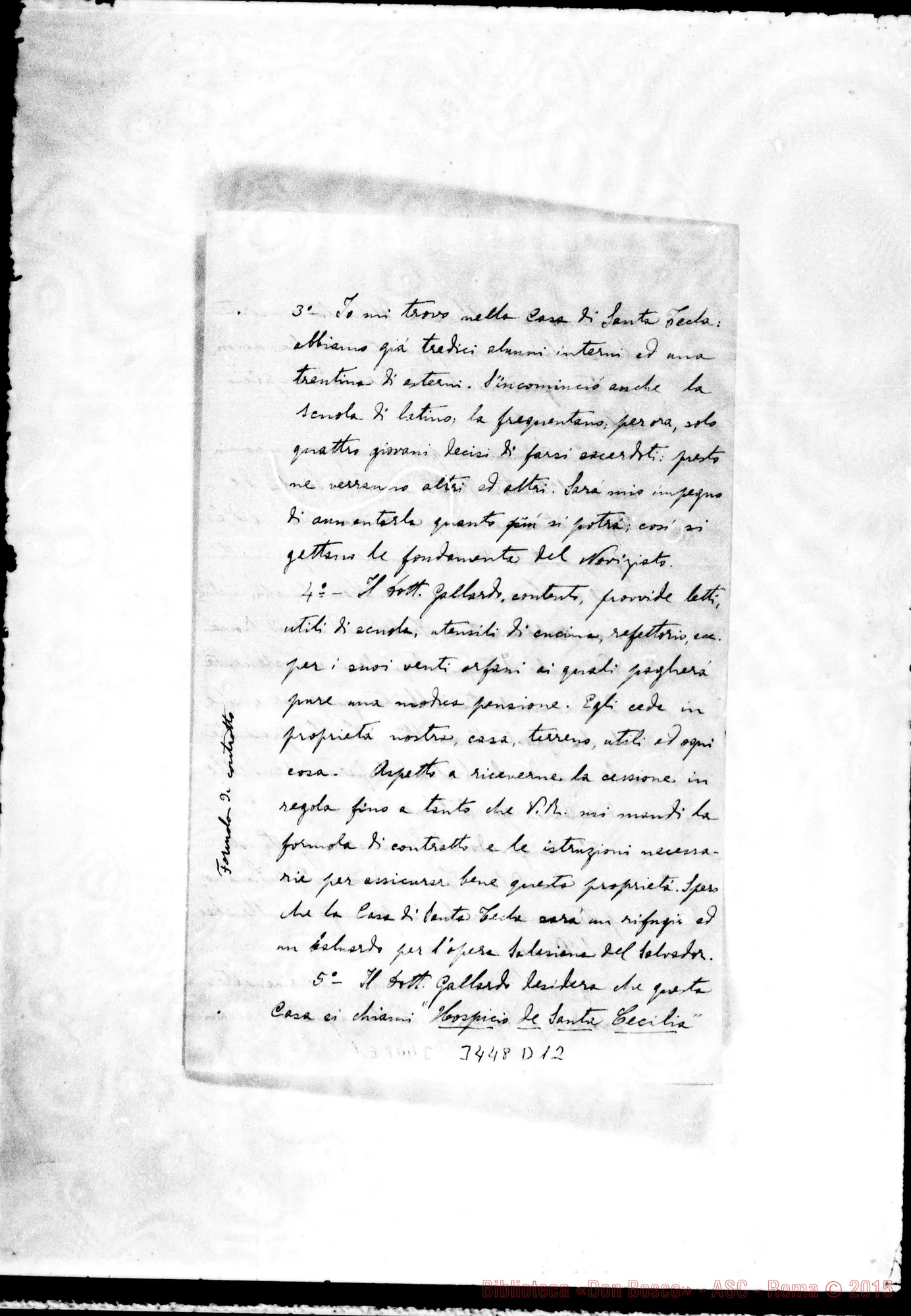 Fotogramma D 12 — Don Calcagno-Don Rua. Santa Tecla, 22-02-1899 Autogr. Rua