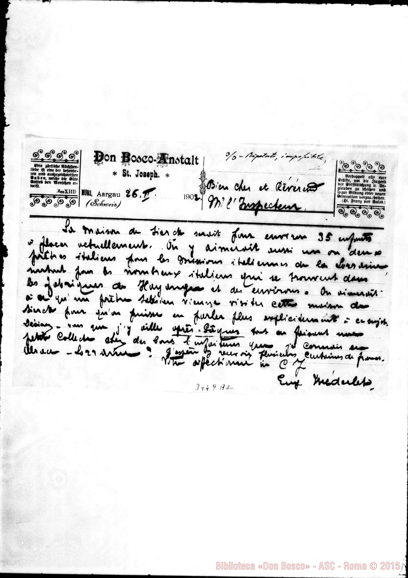 Fotogramma A 2 — Don Eugenio Méderlet-Ispecteur. Muri, 26-02-1902
