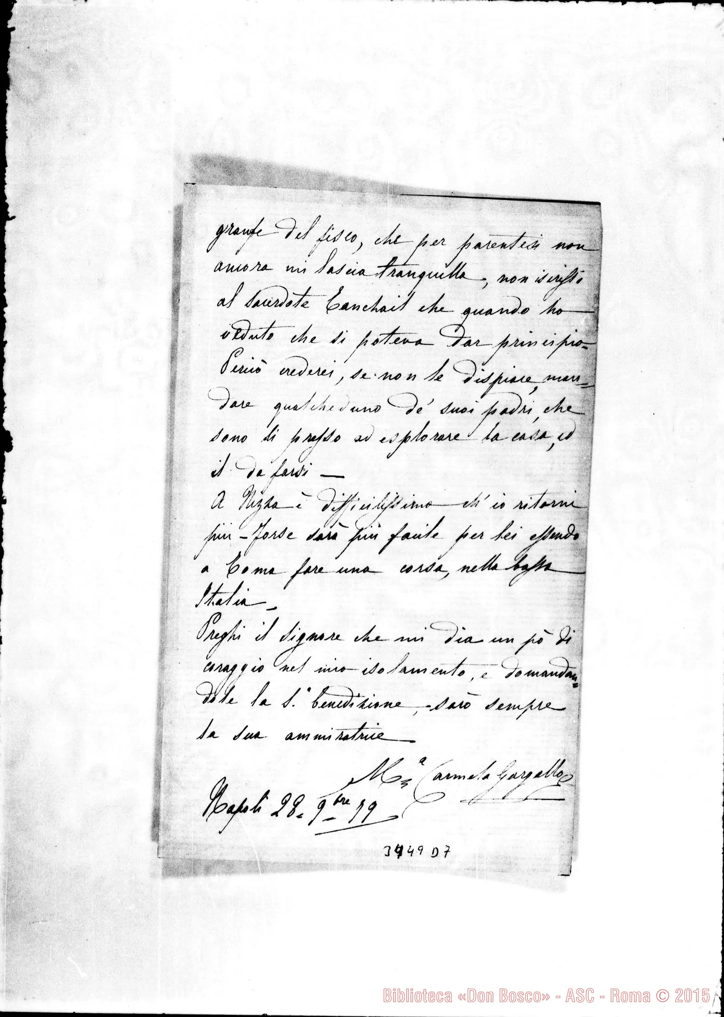 Fotogramma D 7 — Maria Carmela Gargallo-Egregio Padre. Napoli, 28-11-1879
