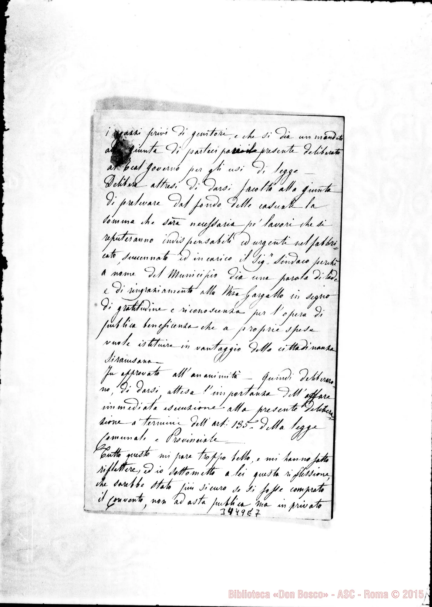 Fotogramma E 7 — March. Gargallo-Veneratissimo Padre. Sorrento, 9-07-1880