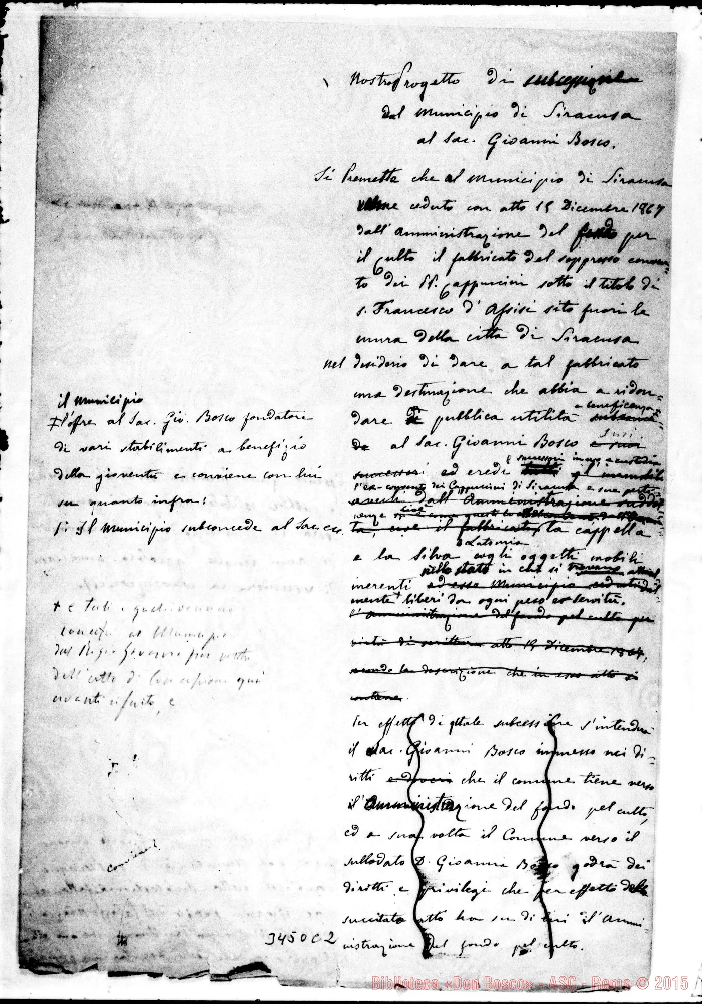 Fotogramma C 2 — Progetto di convenzione. Due stesure, ms. autogr. Rua