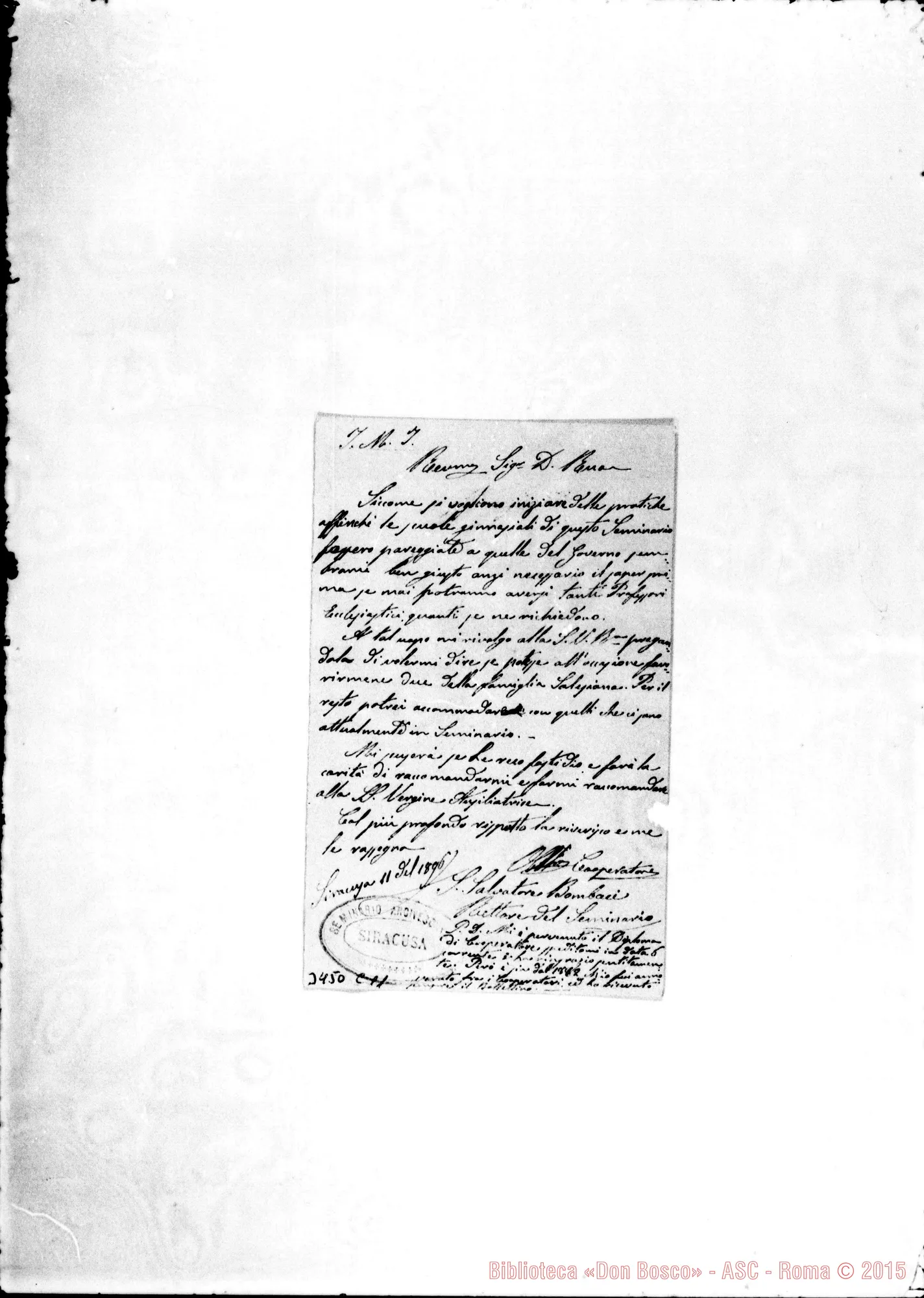 Fotogramma C 11 — Don Salvatore Bombaci-Don Rua. Siracusa, 11-01-1896