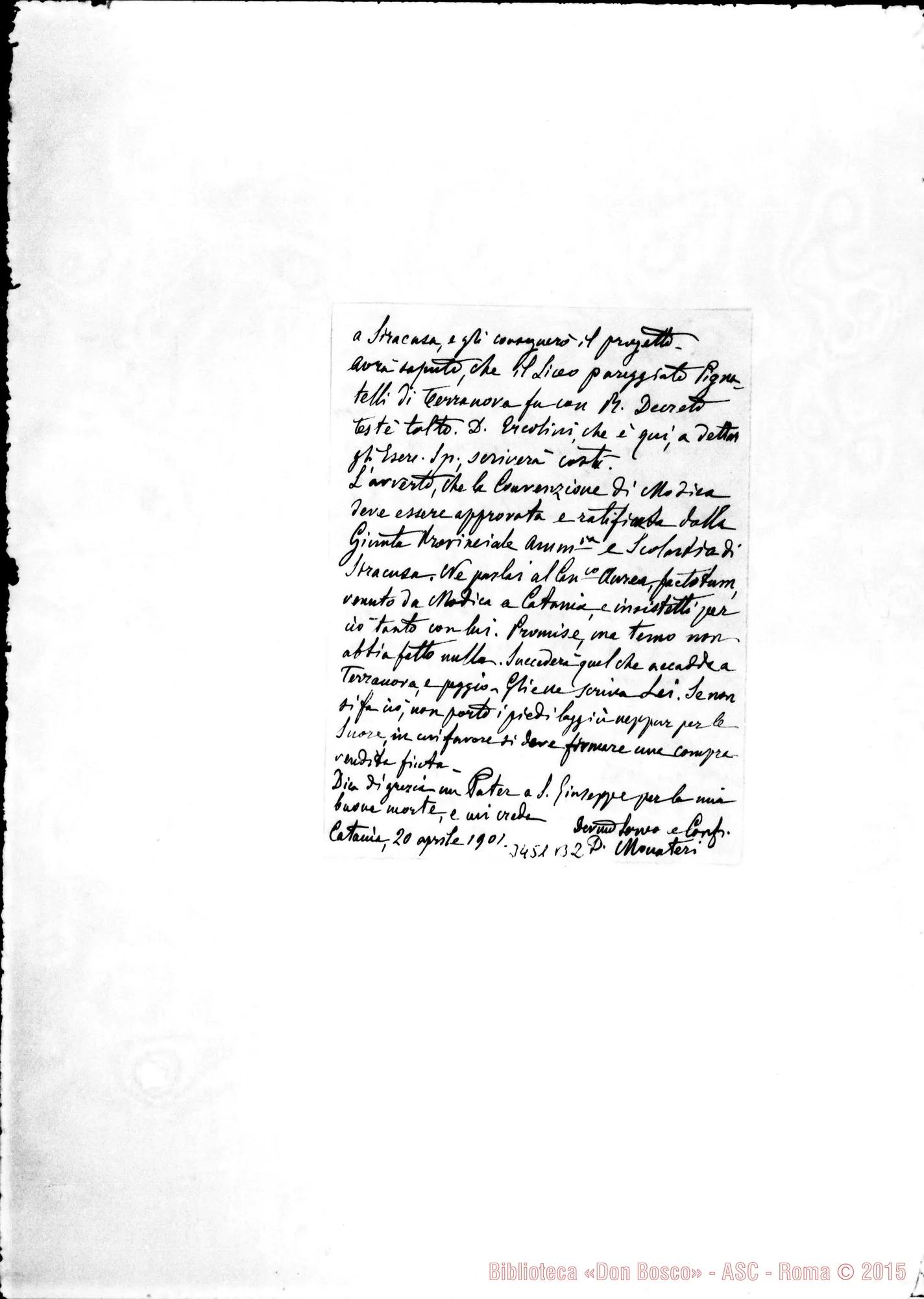 Fotogramma B 2 — Don Giuseppe Monateri-Don Durando. Catania, 20-04-1901