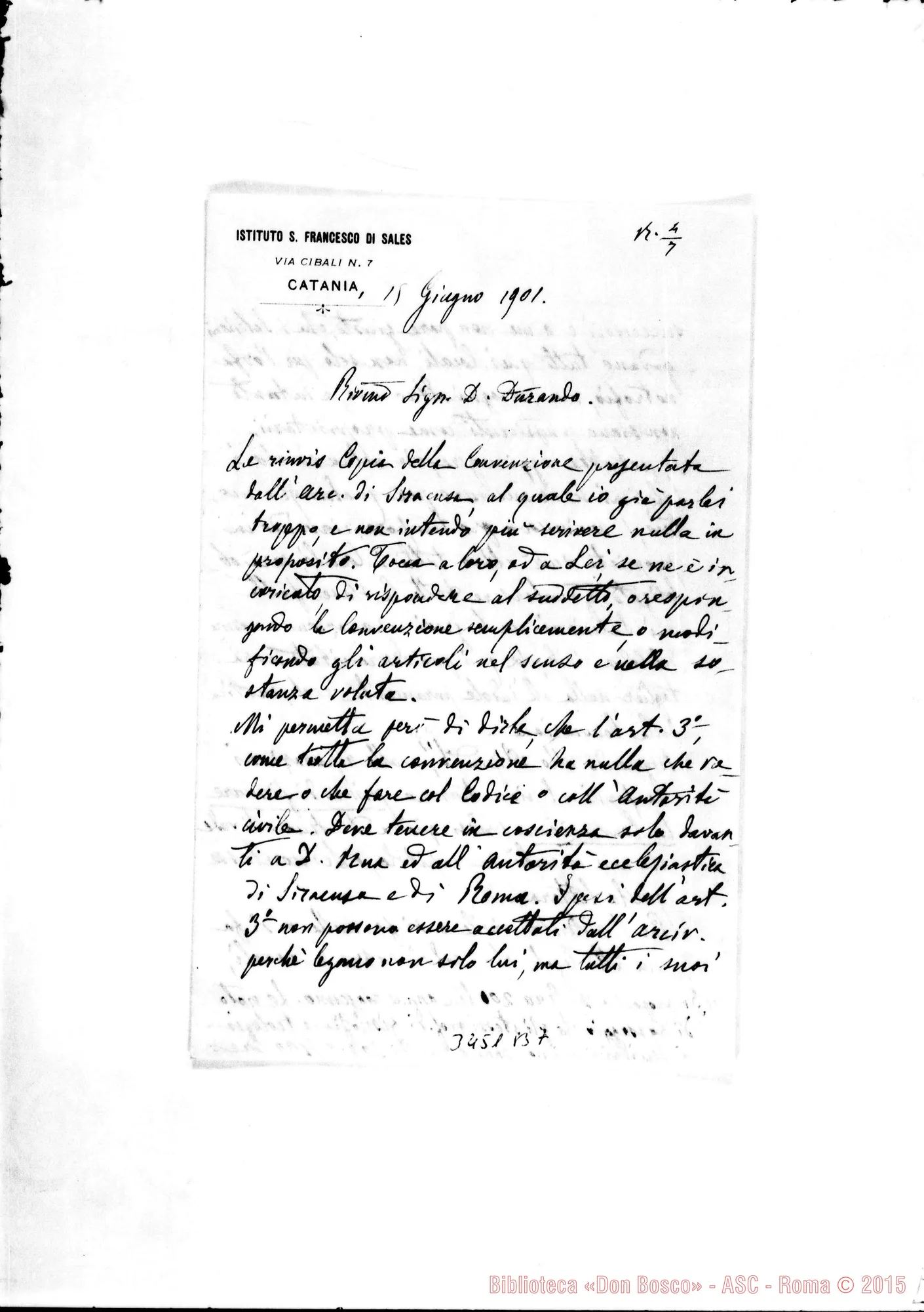 Fotogramma B 7 — Don Giuseppe Monateri-Don Durando. Catania, 15-06-1901