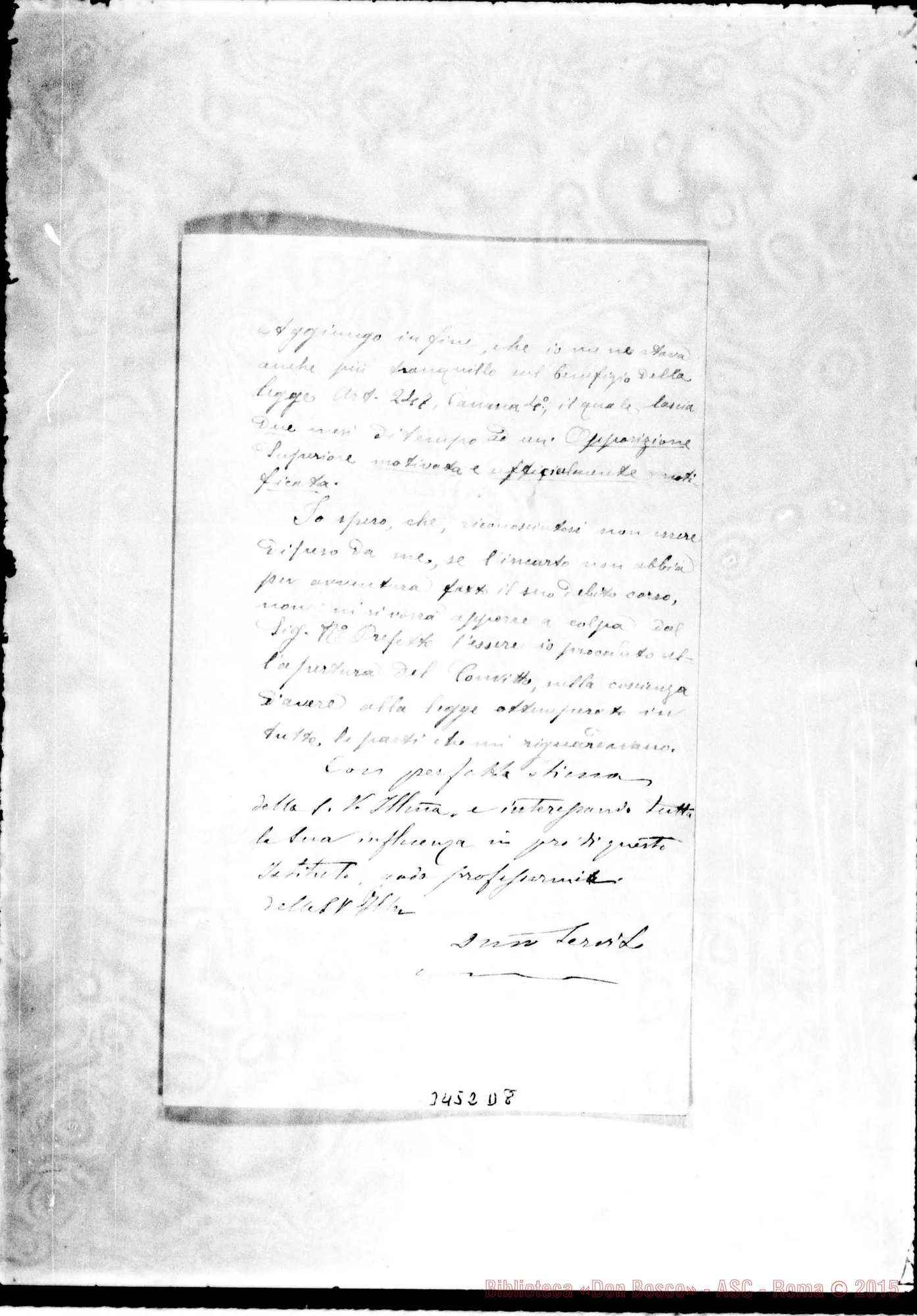 Fotogramma D 8 — Lettera al sindaco. Senza firma, il 25-12-1889. Copia