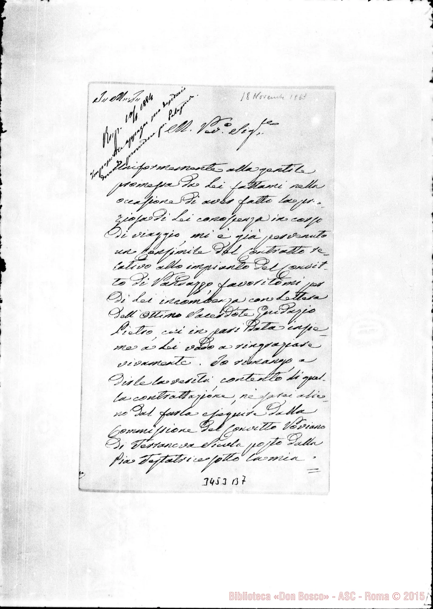 Fotogramma B 7 — Saverio Gerbino, vesc.-Don Giov. Cagliero, il 18-11-1883