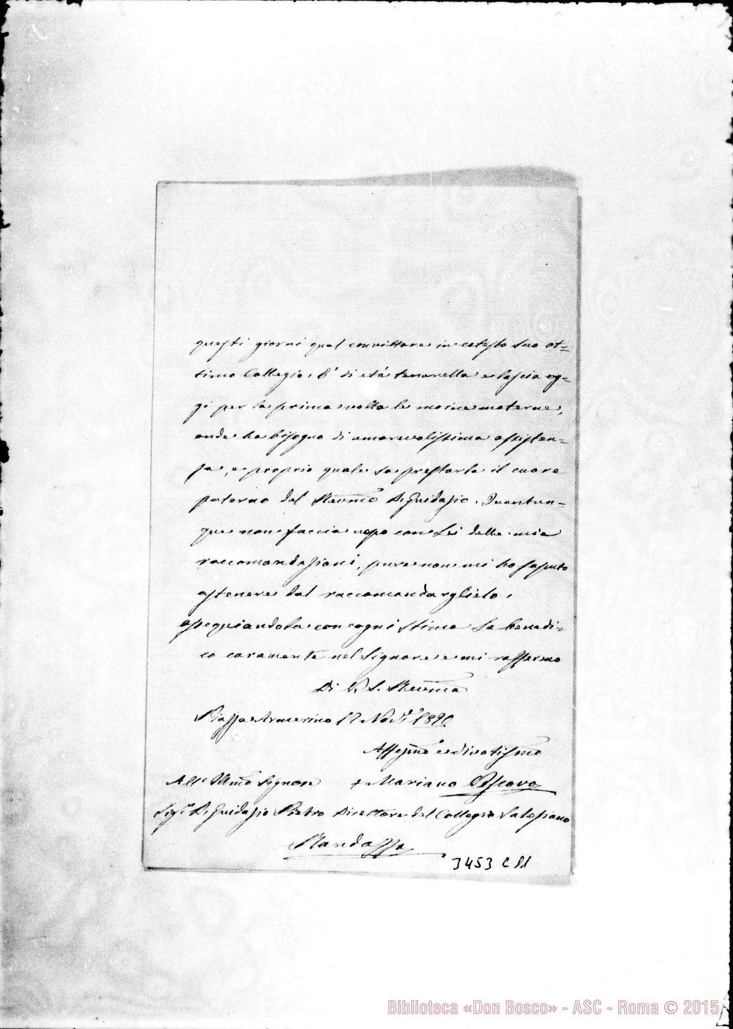 Fotogramma C 11 — Mariano Palermo, vesc.-Don Guidazio. Piazza, 12-11-1890. Autogr. Rua