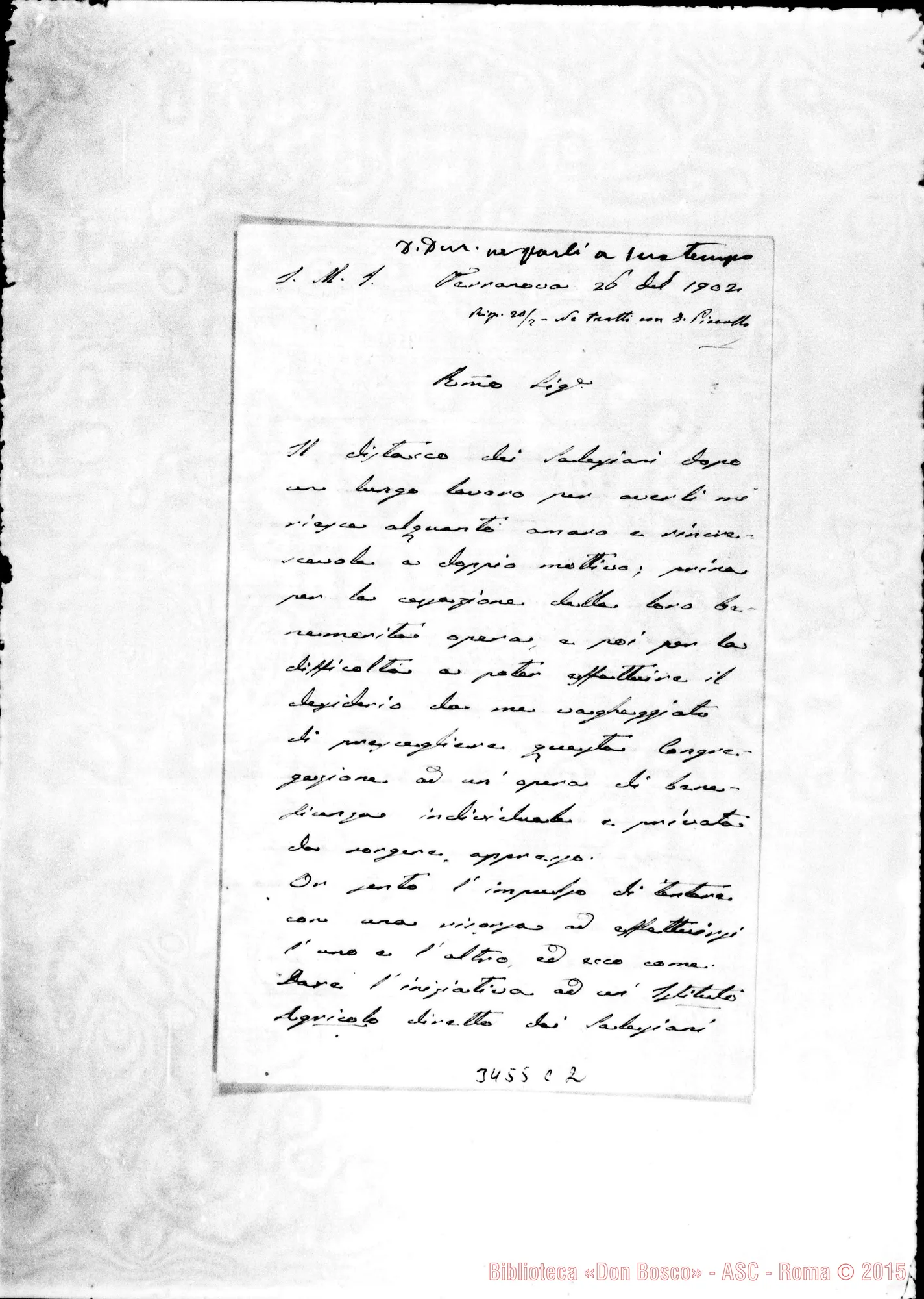 Fotogramma C 2 — Arcidiacono Gurrisi-Don Rua. Terranova, 26-01-1902 Autogr. Rua