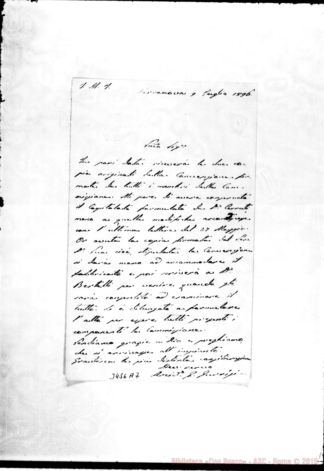 Fotogramma A 7 — Don Gurrisi-Rev.mo Sig. Terranova, 9-07-1896