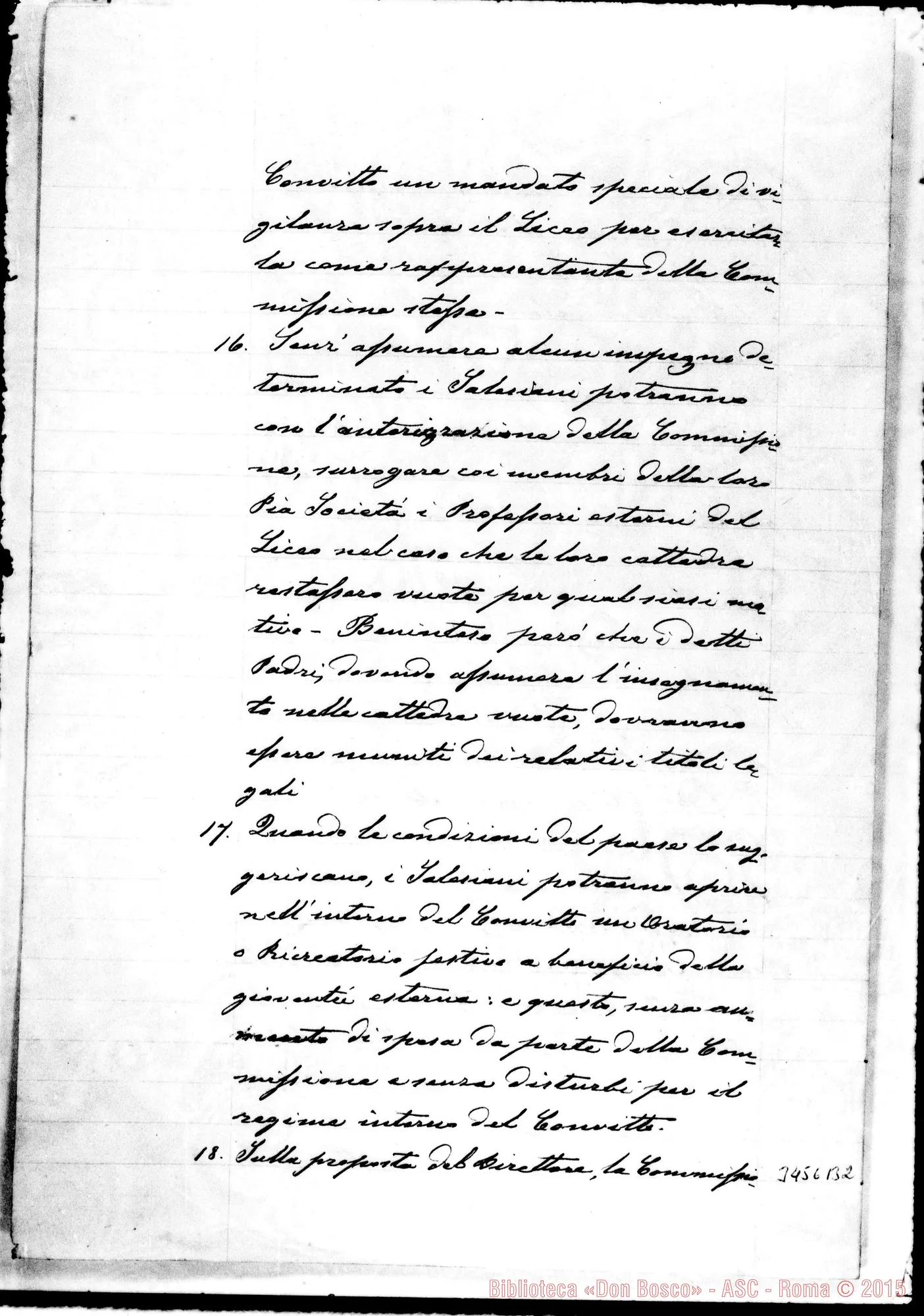 Fotogramma B 2 — Convenzione con il convitto Pignatelli. Firma autogr. Rua