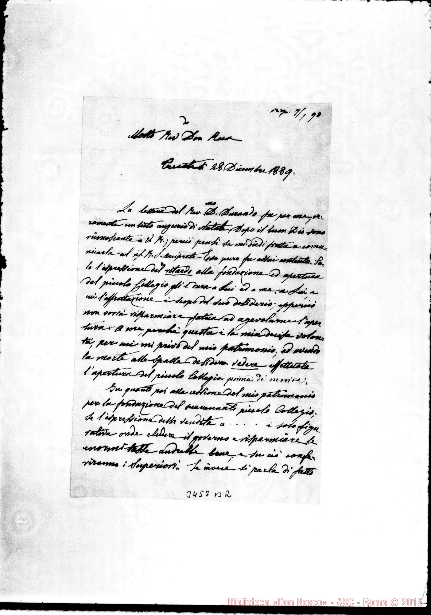 Fotogramma B 2 — Gerolomina Moro-Don Rua. Trecate, 28-12-1889