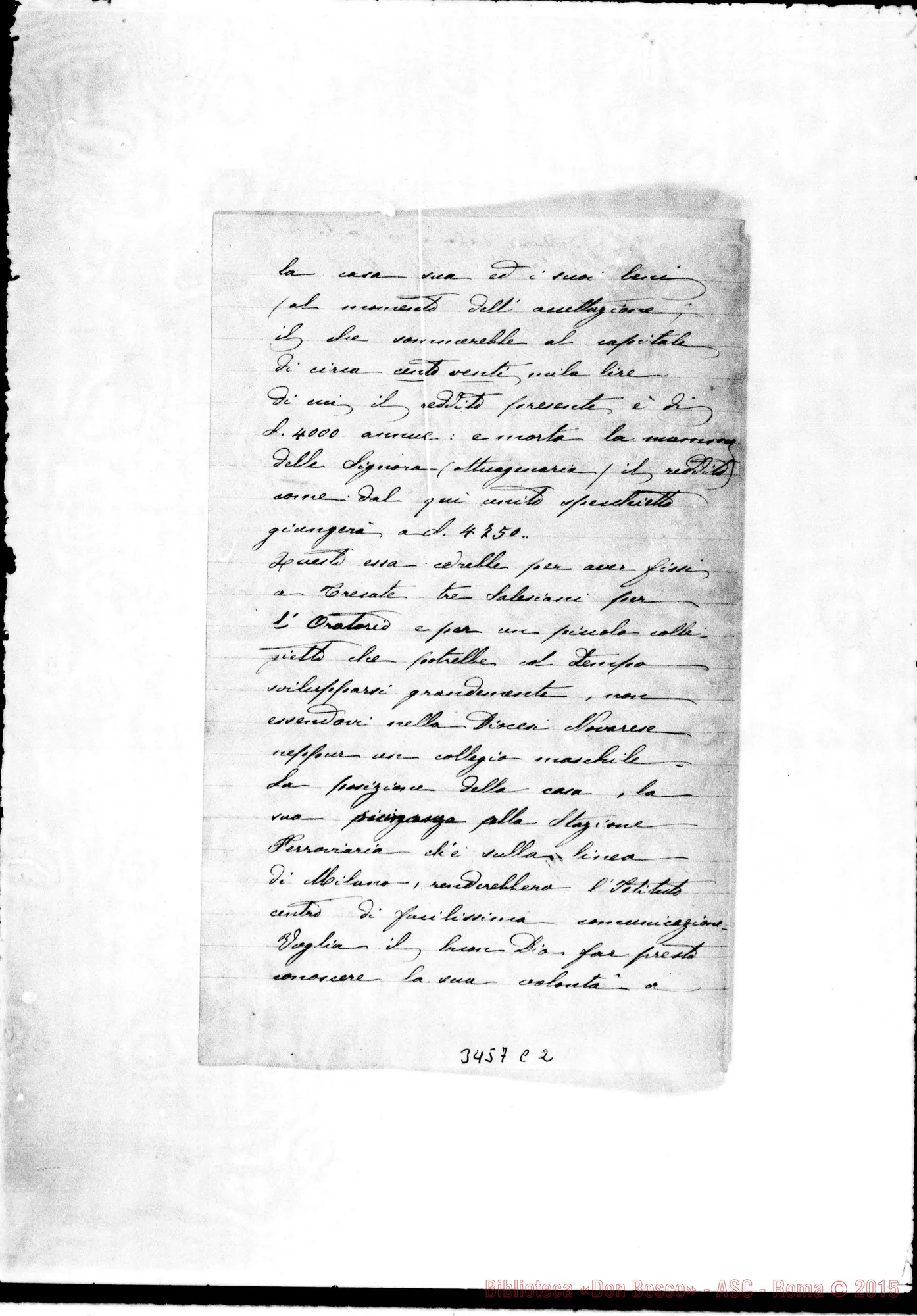 Fotogramma C 2 — Suor Luigina-Don Rua. Novara, 10-08-1890. Autogr. Rua