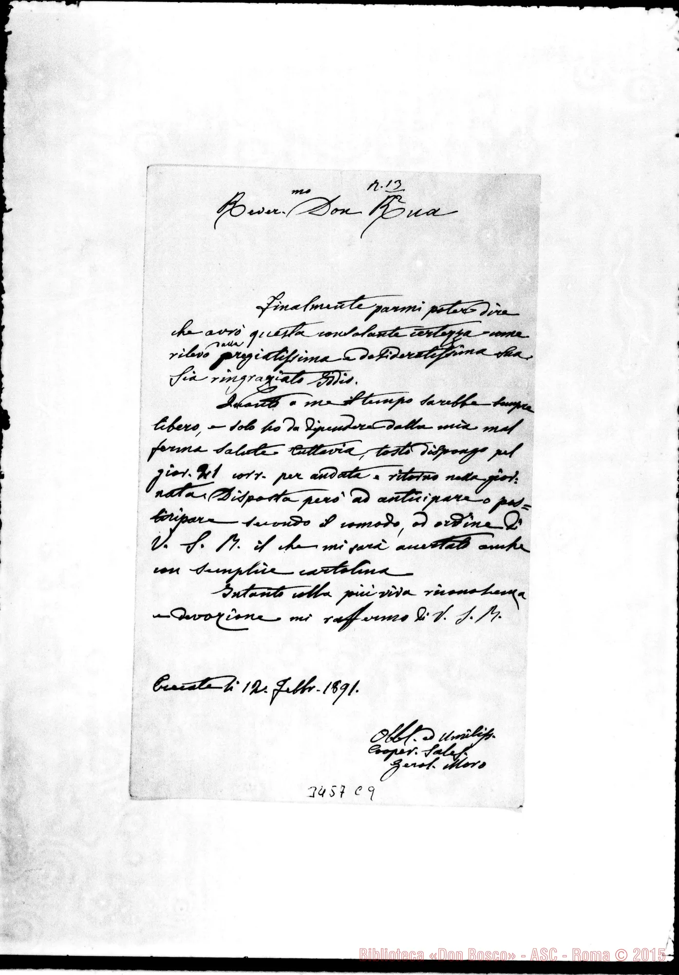 Fotogramma C 9 — Gerolomina Moro-Don Rua. Trecate, 12-02-1891