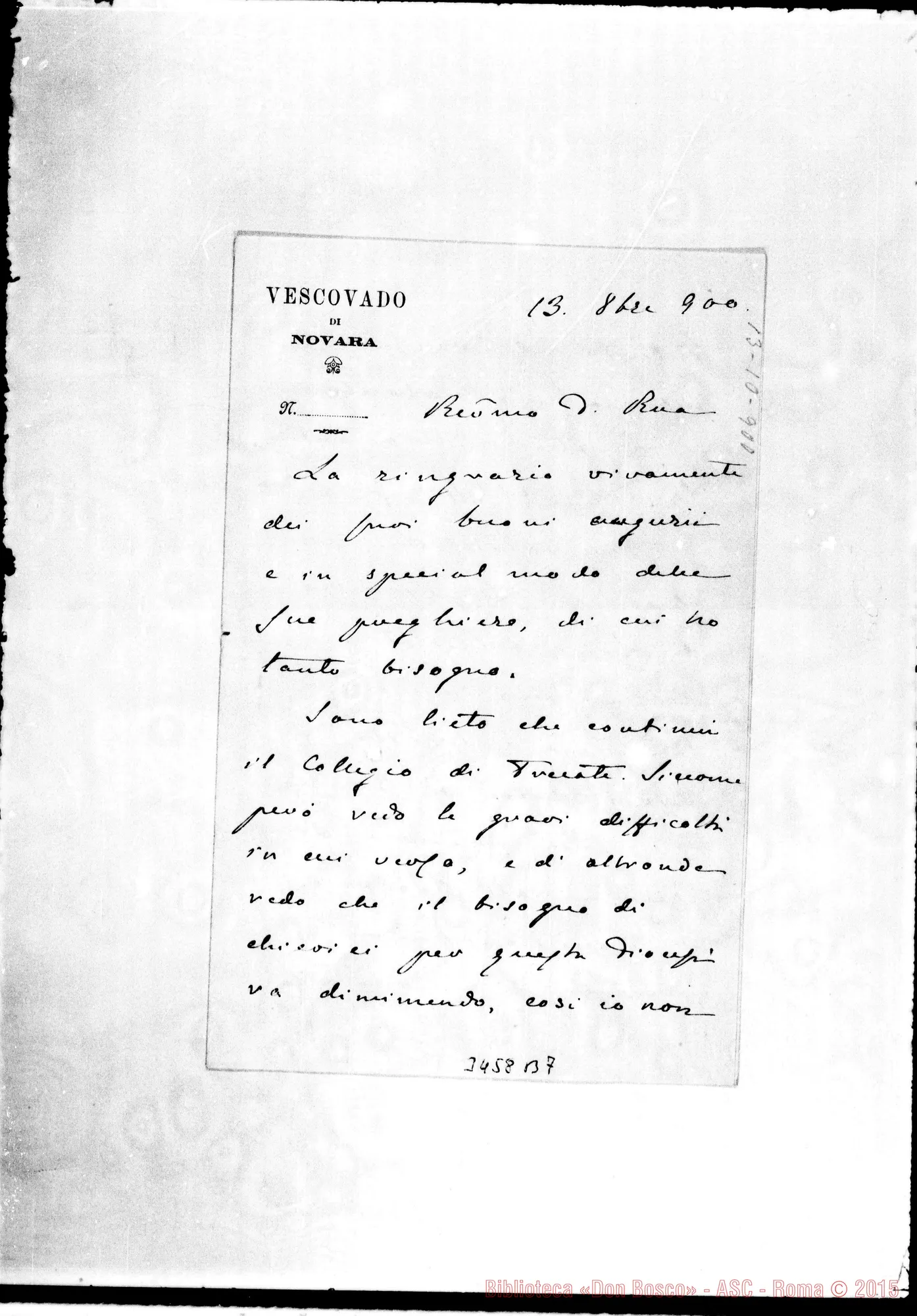 Fotogramma B 7 — Edoardo Pulciano, vesc.-Don Rua. Novara, 13-10-1900