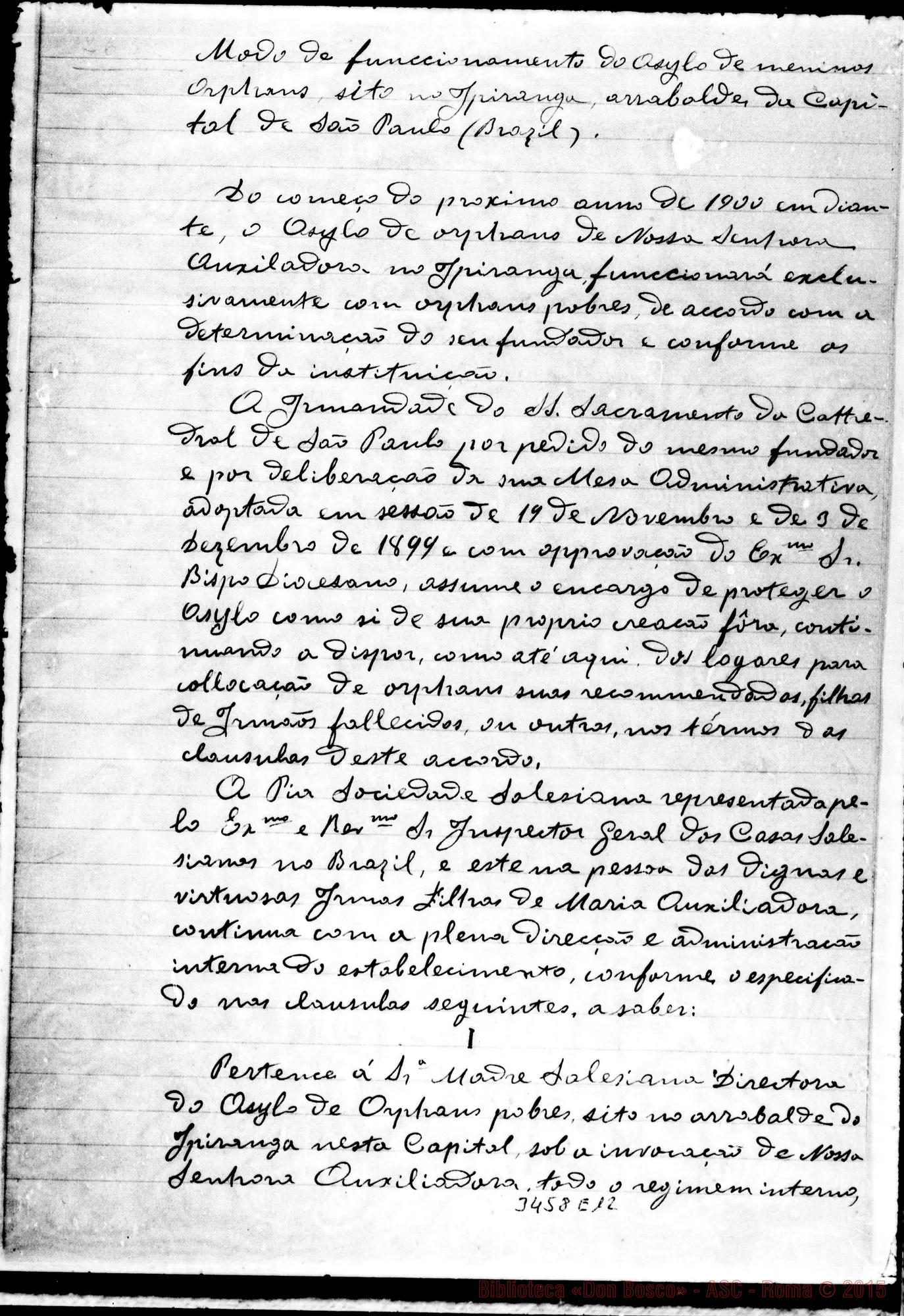 Fotogramma E 12 — Ypiranga: Contratto. Saô Paulo, 30-12-1899. Copia