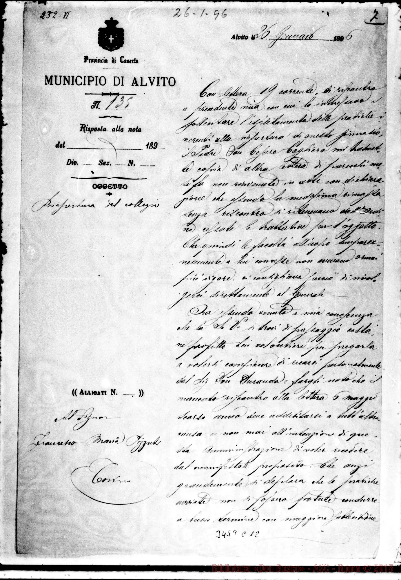 Fotogramma C 12 — Cav. Gioachino Castrucci, sindaco-Franc. Maria Pizzuli, il 26-01-1896