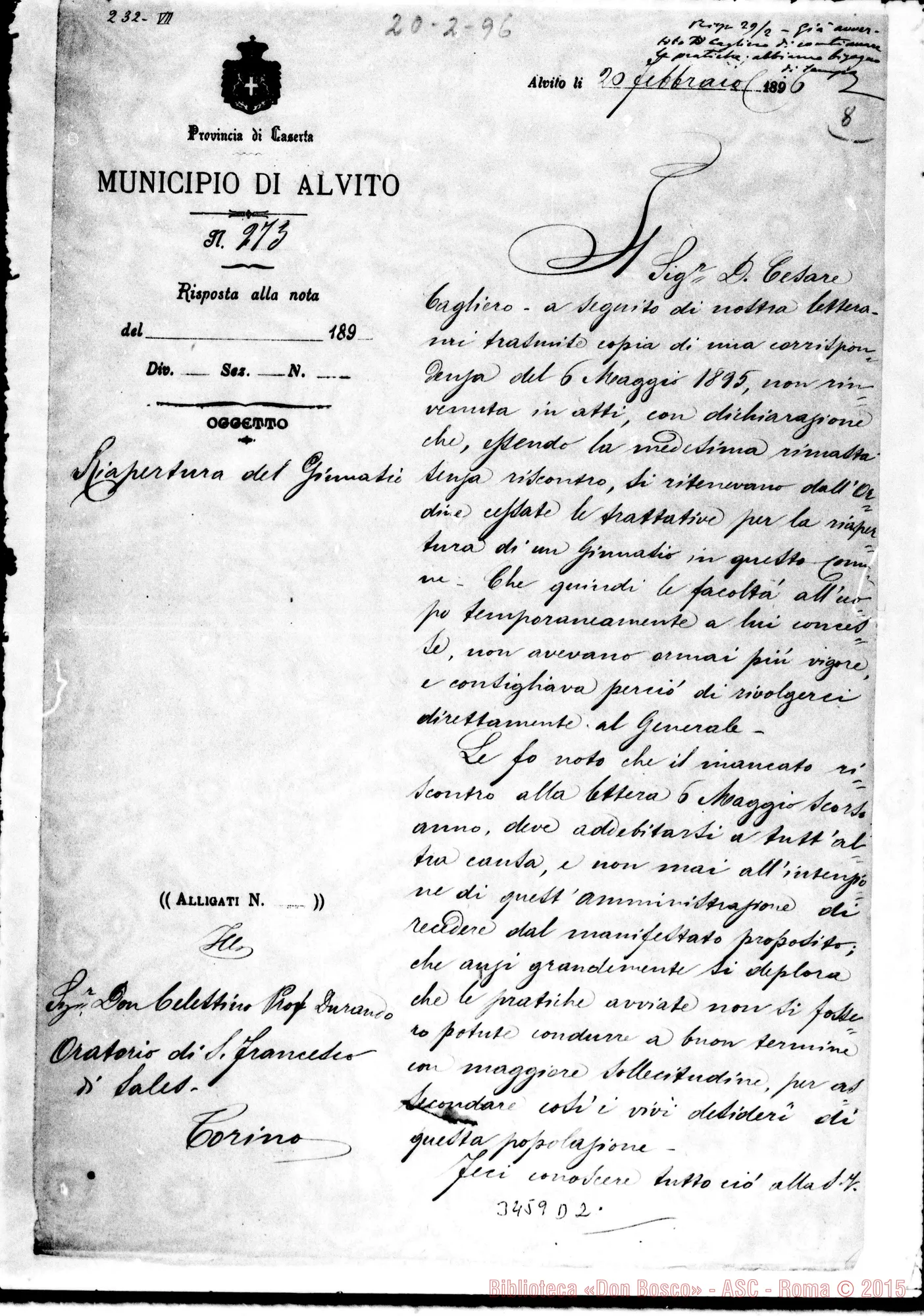 Fotogramma D 2 — Cav. Gioachino Castrucci, sindaco-Don Durando. Alvito, 20-02-1896