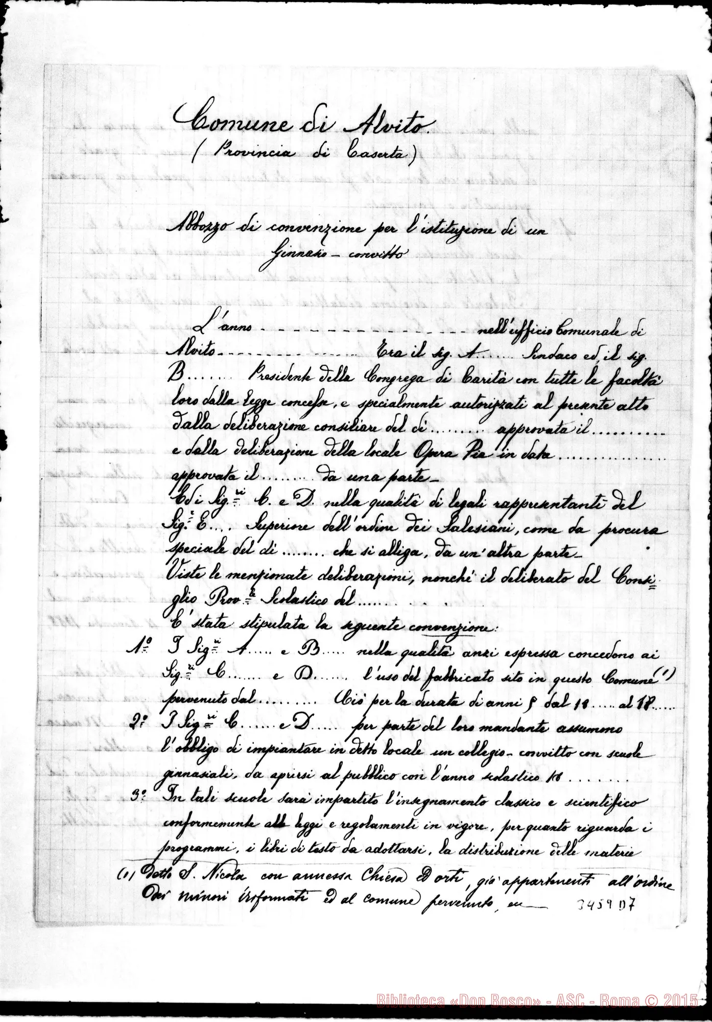 Fotogramma D 7 — A Don Cesare Cagliero: abbozzo di convenzione, il 27-09-1896